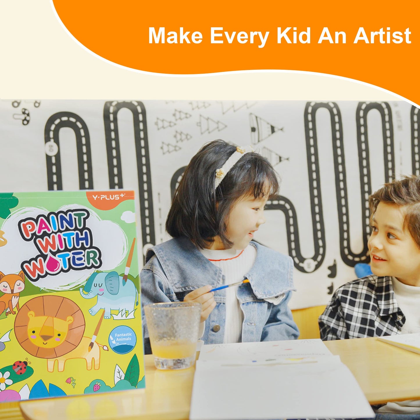 YPLUS Paint with Water Books for Toddler Activities, Watercolor Painting Paper for Kids Ages 3-8, Travel Toys Art Craft Gift for Drawing with Brush，7 Themes