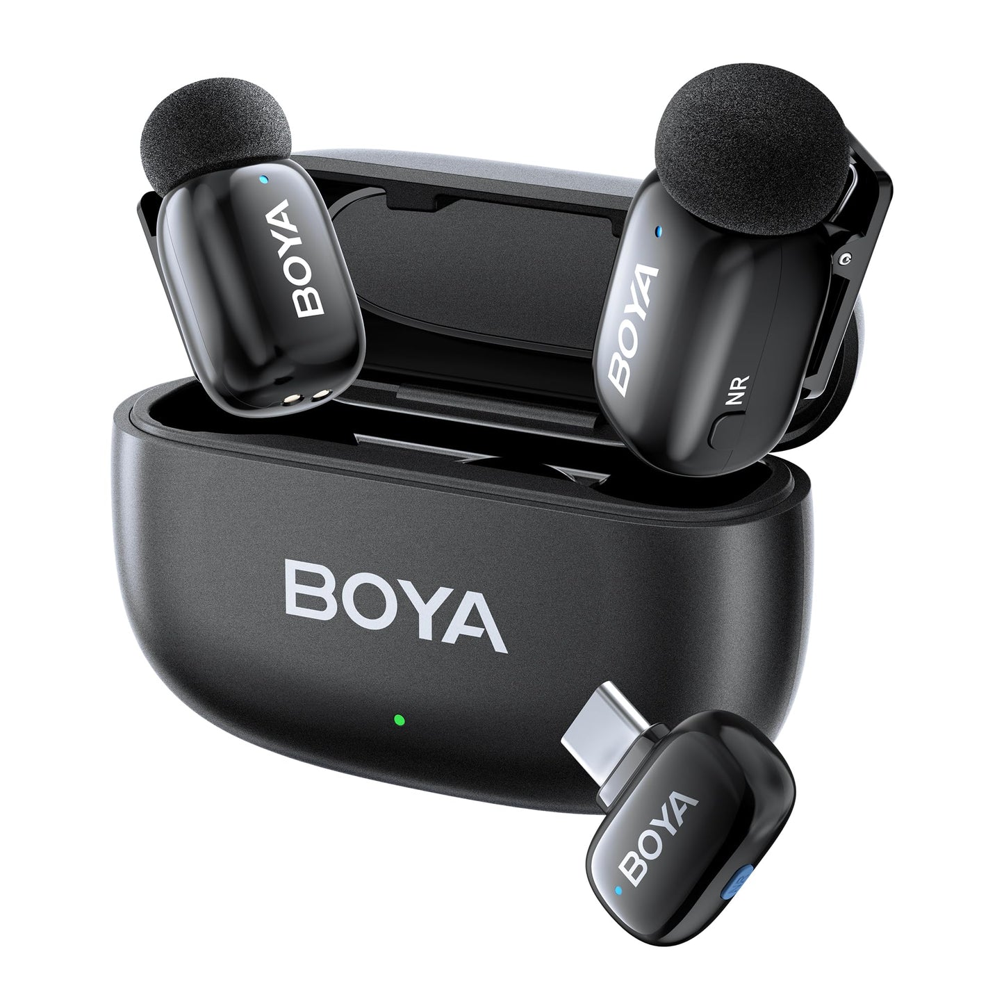 Boyamini Wireless Lavalier Microphone for Android iPhone, Ultra Mini USB C Microphone with AI Voice Change, Noise Reduction, Metal Clip on Mic Vlogging TikTok YouTube Content Creators