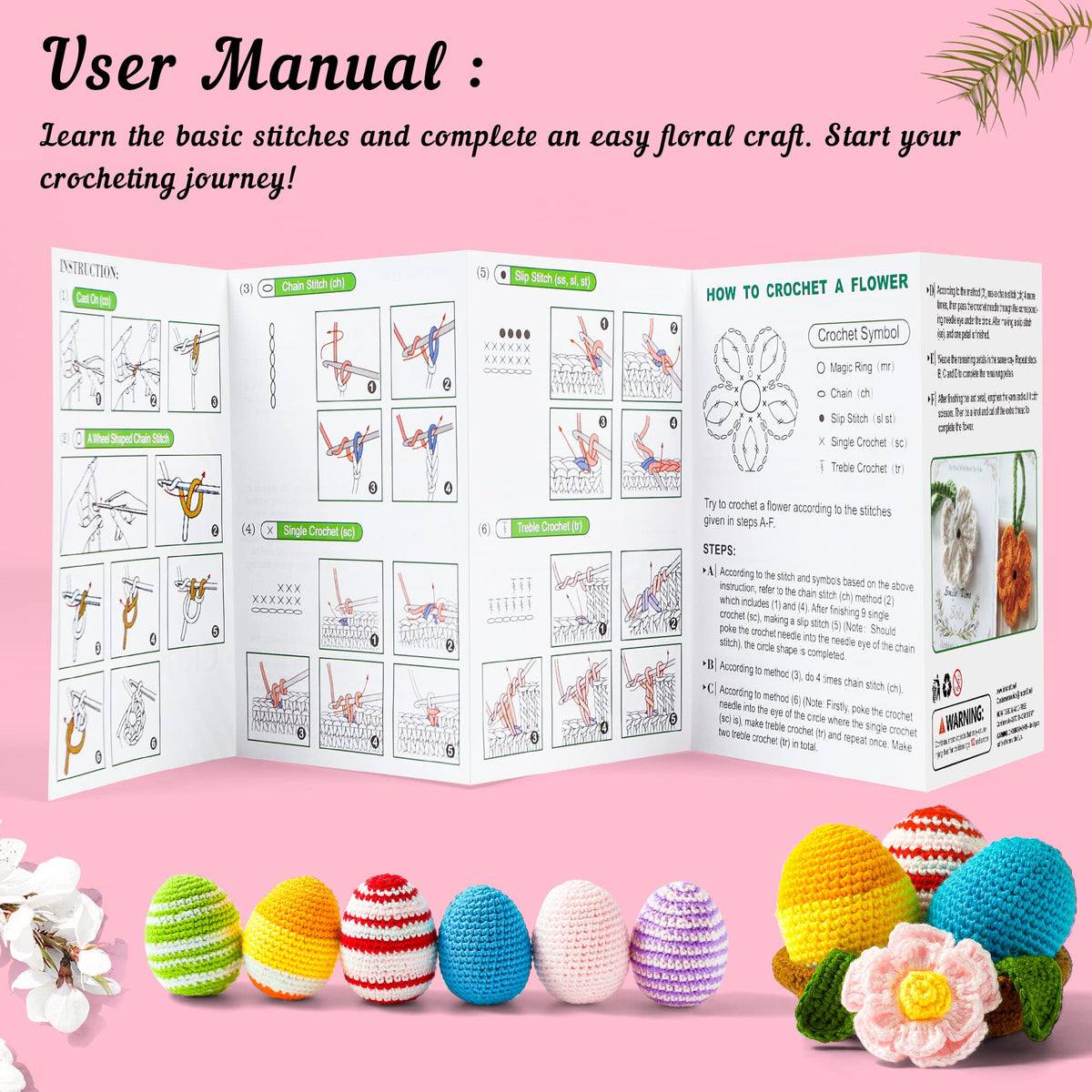 Inscraft Crochet Yarn Kit for Beginners Adults and Kids, Includes 1650 Yards 30 Colors Acrylic Skeins, User Manual, Hooks, Wine Bag etc, Make Amigurumi & Projects, Starter Set Professionals