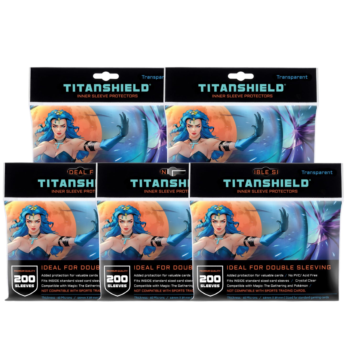 TitanShield | Inner Sleeves | Perfect Fit Card Sleeves | Compatible with Pokémon Cards MTG Magic The Gathering Lorcana | for Double Sleeving (Daylight (Transparent), 1000 ct)