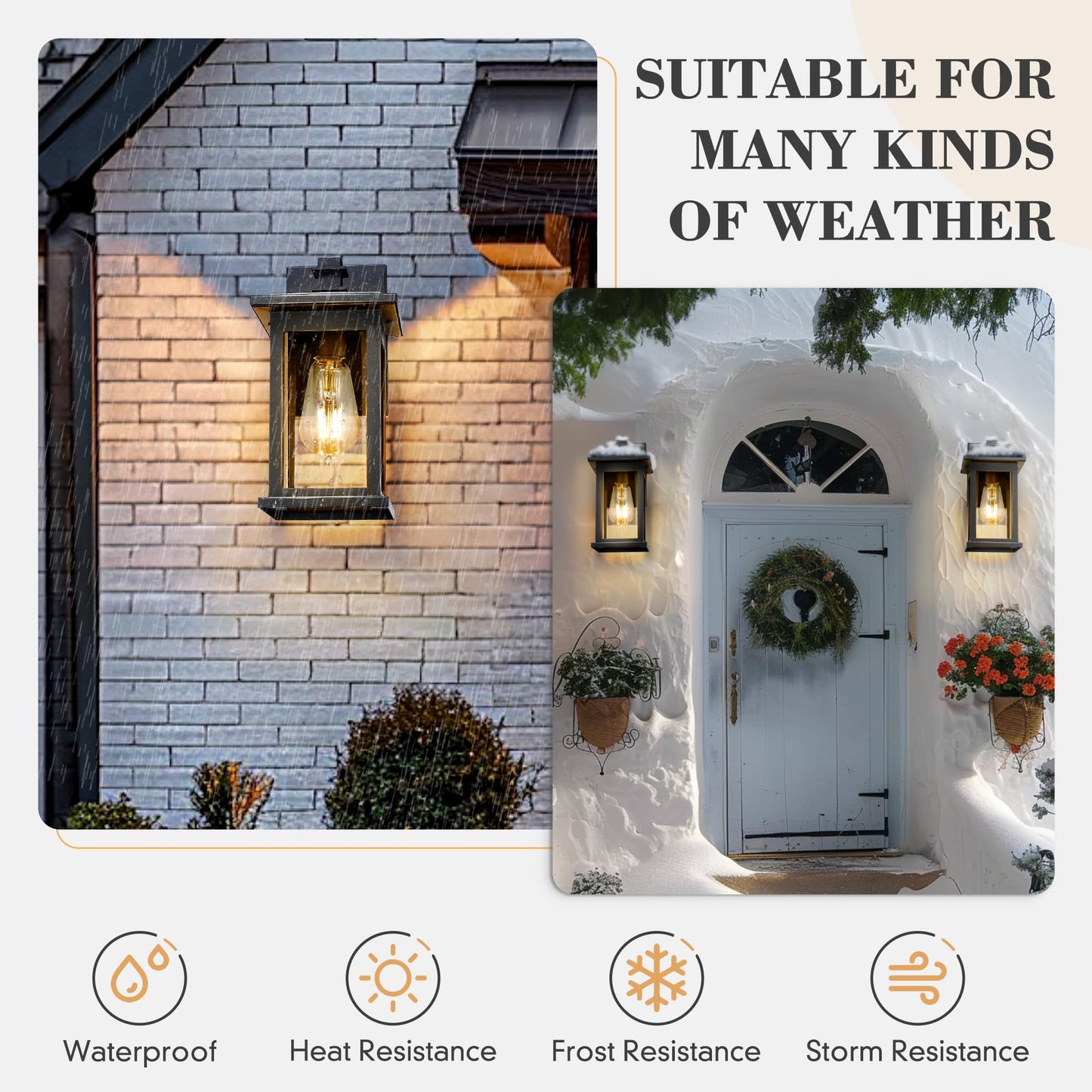 Emliviar Dusk to Dawn Outdoor Porch Light Outdoor Lighting Photocell Sensor, Matte Black Outside Wall Light with Clear Glass, Anti-Rust,1803EW1-PC BK