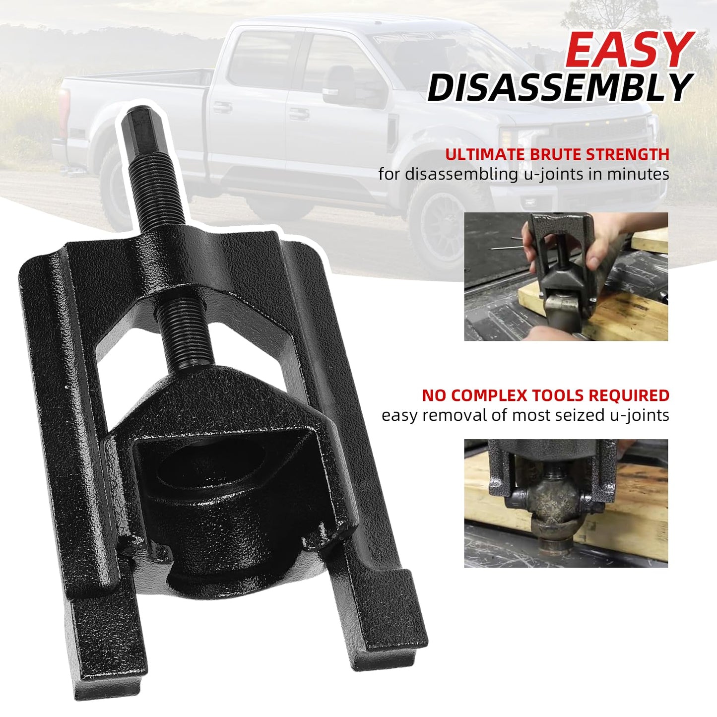 U-Joint Removal Tool U Joint Puller 10105, Heavy Duty Vehicle U-Joint Extractor, U-Joint Removal Press Tool for Class 1-3 Cars, Trucks and Agricultural Machinery