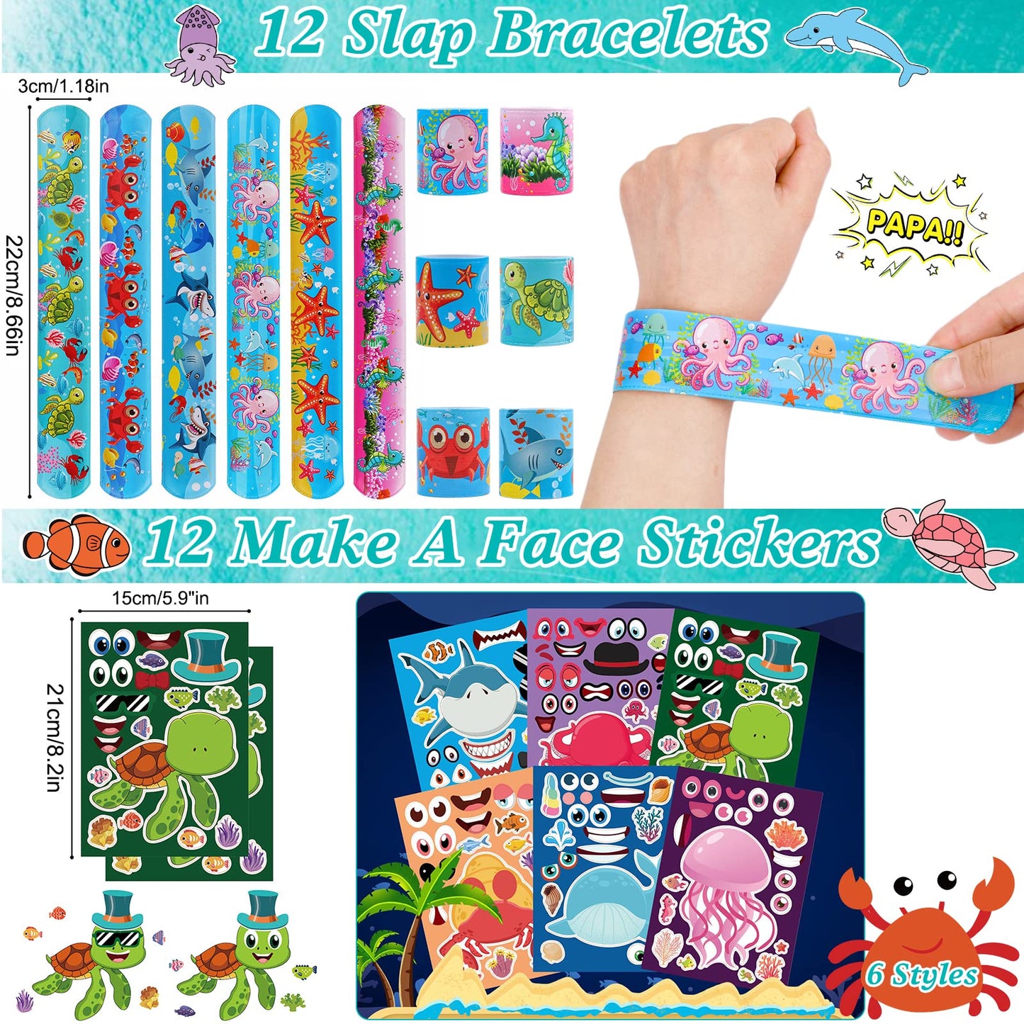 Party Favors for Kids, 134 Pcs Ocean Birthday Party Supplies Decorations - Under Sea Animal Toys for Kids, Goodie Bag Stuffers