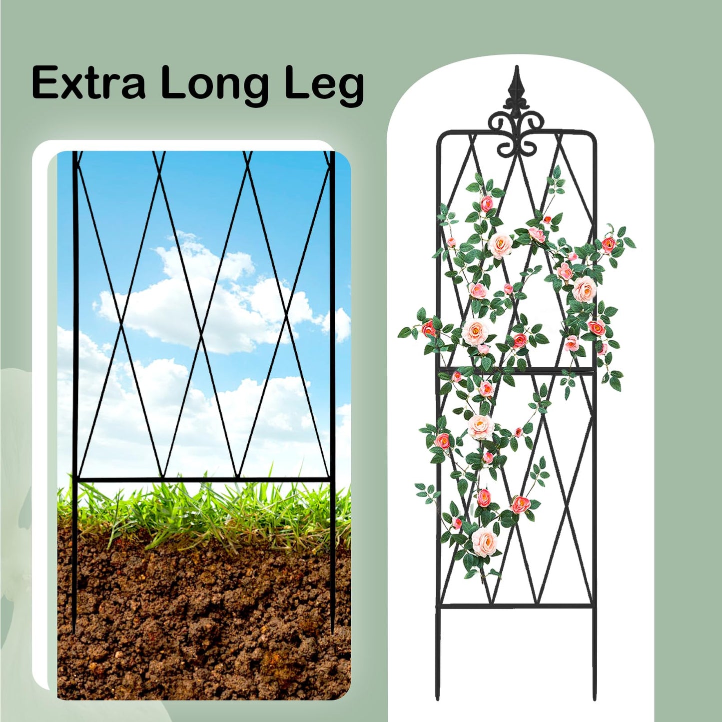 Garden Trellis for Climbing Plants Outdoor, Metal Garden Trellises, Decorative Fencing Flower Trellis with Durable Powder Coating for Vines Plant Rose, Vegetable Support (2, Pattern-A)