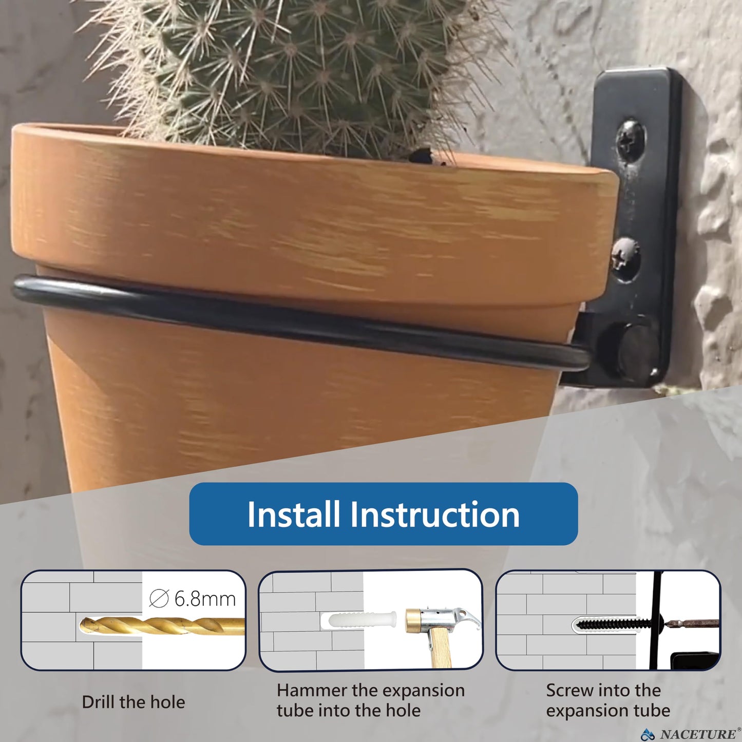 6 Inch Foldable Flower Pot Holder Ring for Wall Mount 6 Pack – Heavy Duty Metal Round Planter Hooks Hangers - Fence Pot Plant Holders Hanging Bracket for Outdoor Indoor