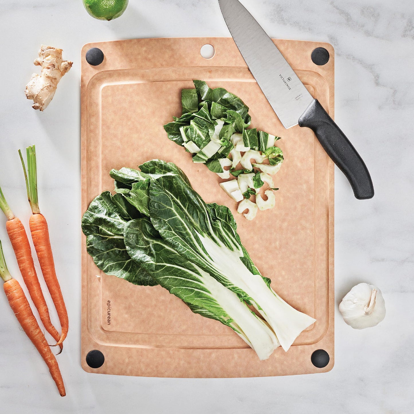 Epicurean All-in-One Cutting Board with Non-Slip Feet and Juice Groove, 14.5" by 11.25", Natural