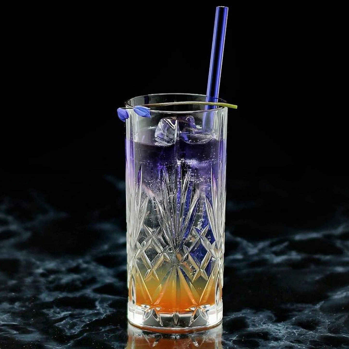 Lorren Home Trends Crystal Melodia Collection High Ball Glass Set 6 Count (Pack of 1)