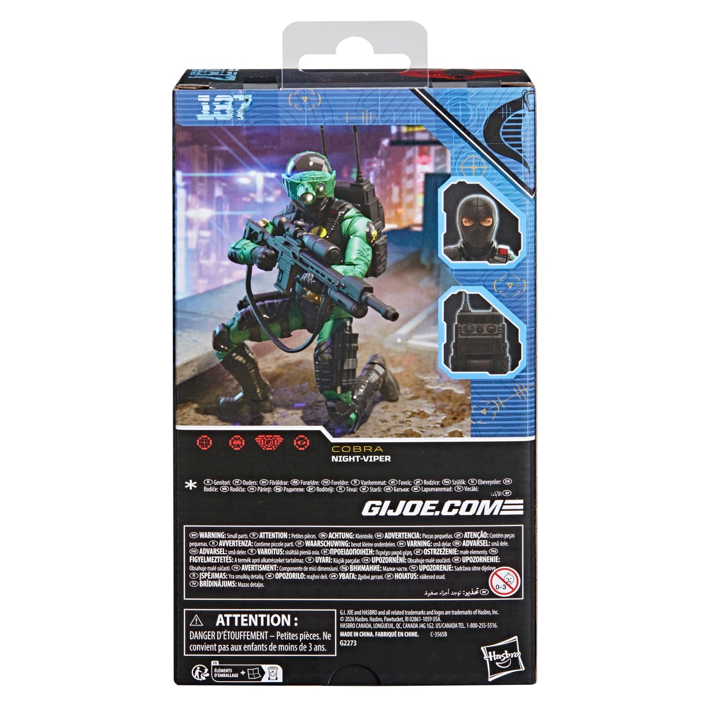 G.I. Joe Classified Series #187, Night-Viper, Collectible 6 Inch Action Figure with 7 Accessories