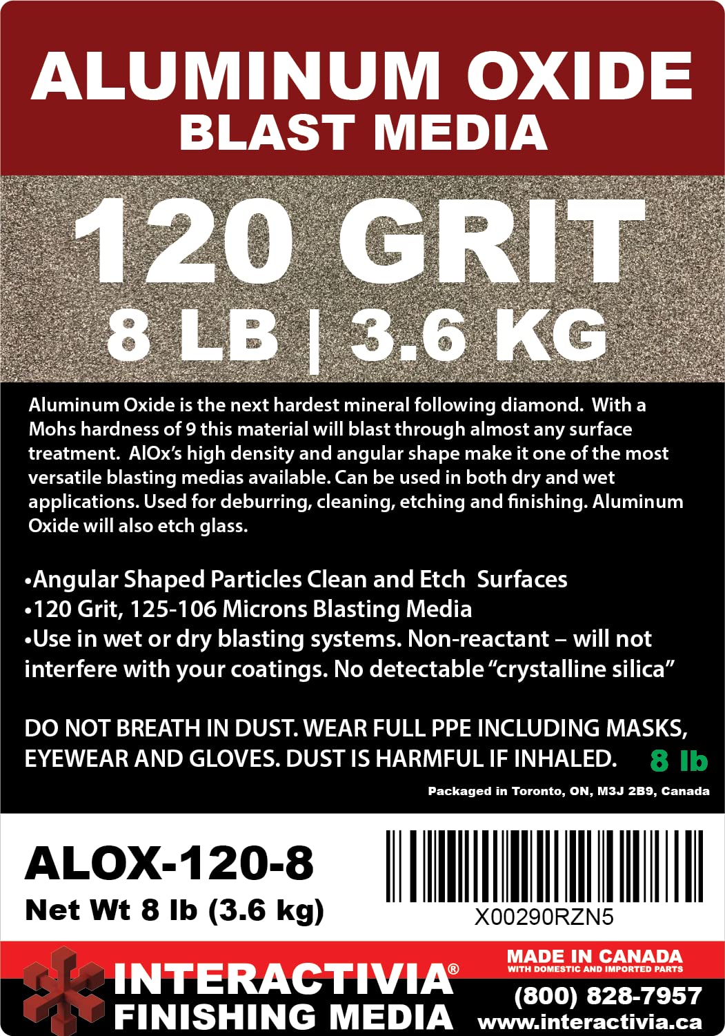 Aluminum Oxide #120-8 LBS - Fine Sand Blasting Abrasive Media for Blasting Cabinet or Blasting Guns.