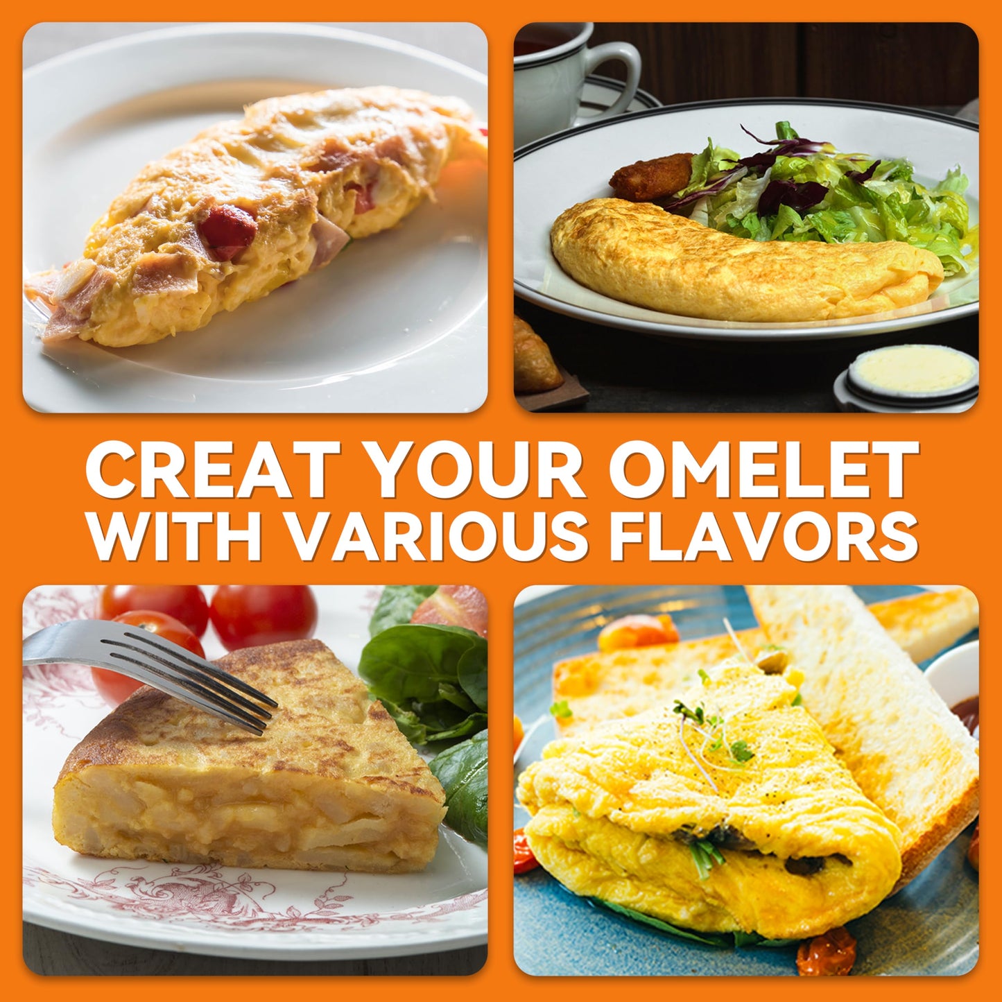 Baker’s Friend Omelette Maker Electric, Omelette Pan Nonstick, Frittata Pan & Egg Pan, Double Sided Pan for Breakfast, Individual Flip Omelette Makers Electric, Aqua