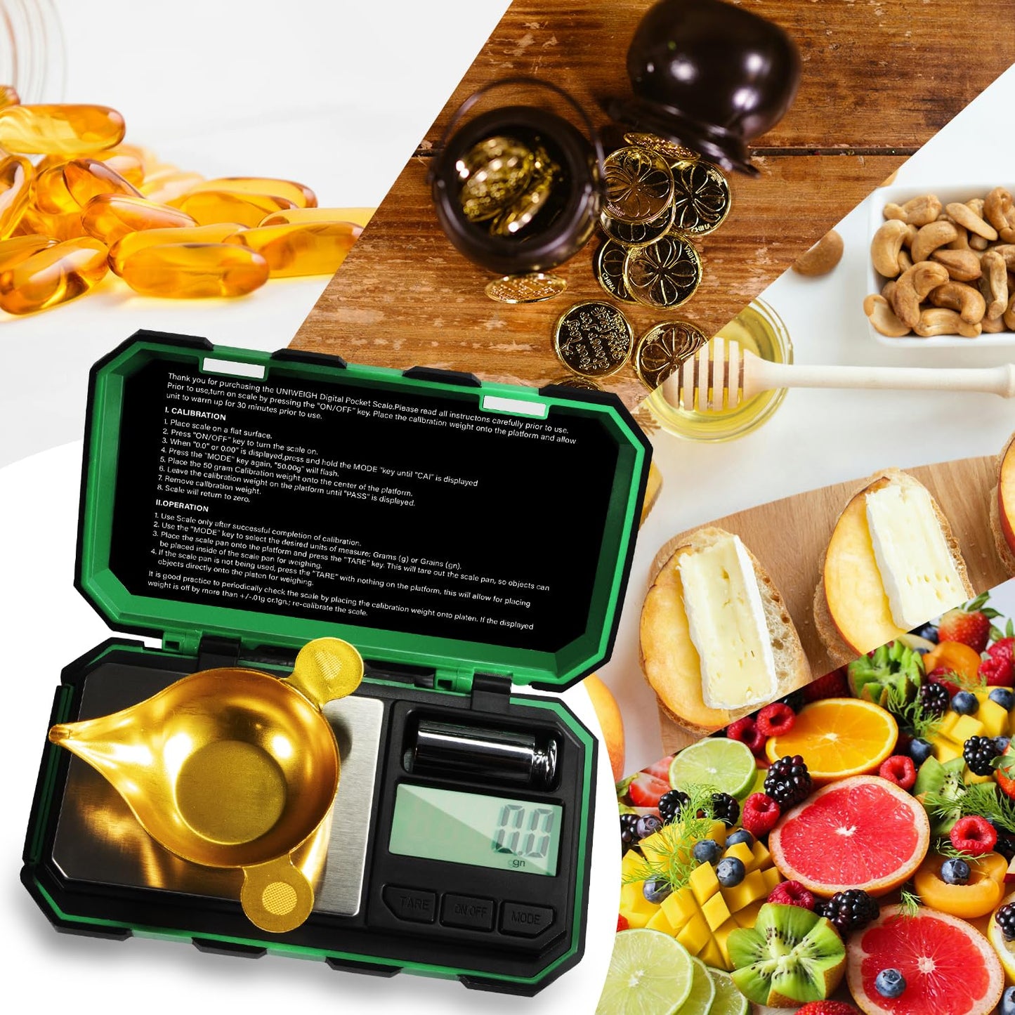 UNIWEIGH Digital Reloading Scale Precision 1500 Grains x 0.1gn,Powder Scale for Reloading, Grain Scales with LCD Display/Tare/Calibration Functions,microgram Scales Pocket,Includes Batteries