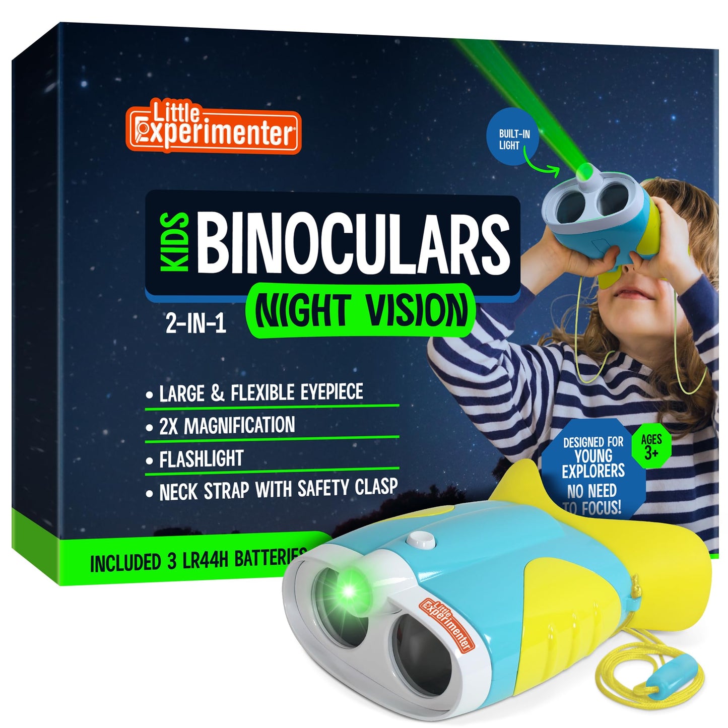 Toy Binoculars for Kids and Toddlers – Kids Toy Binoculars with Flashlight – Face Comfy Binoculars for Toddlers and Children Boys and Girls Age 3-12