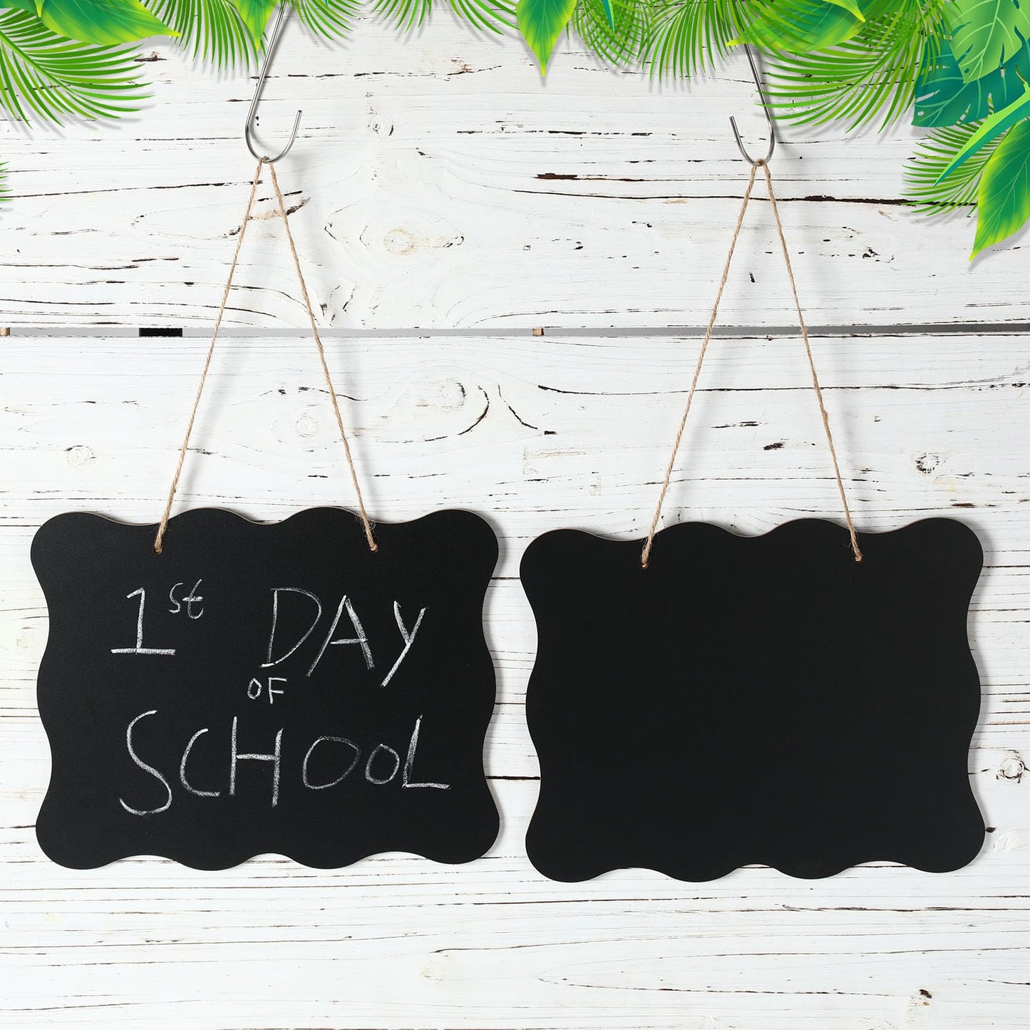 Qilery 12 Pieces 8 x 10 Inch Double Sided Hanging Chalkboard Signs Bulk Hanging Signs Message Board Wooden Chalk Board Sign Board Black Chalkboard for Home Kitchen Store Wedding Party Decorations