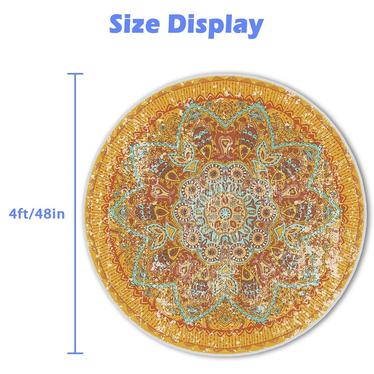 Office Chair Mat for Hardwood Floor, 120cm/48in Round Chair Rugs Floor Protectors, Desk Chair Mat for Rolling Chair, Anti-Slip Computer Chair Mat, Carpet Mats for Home Office(Yellow)