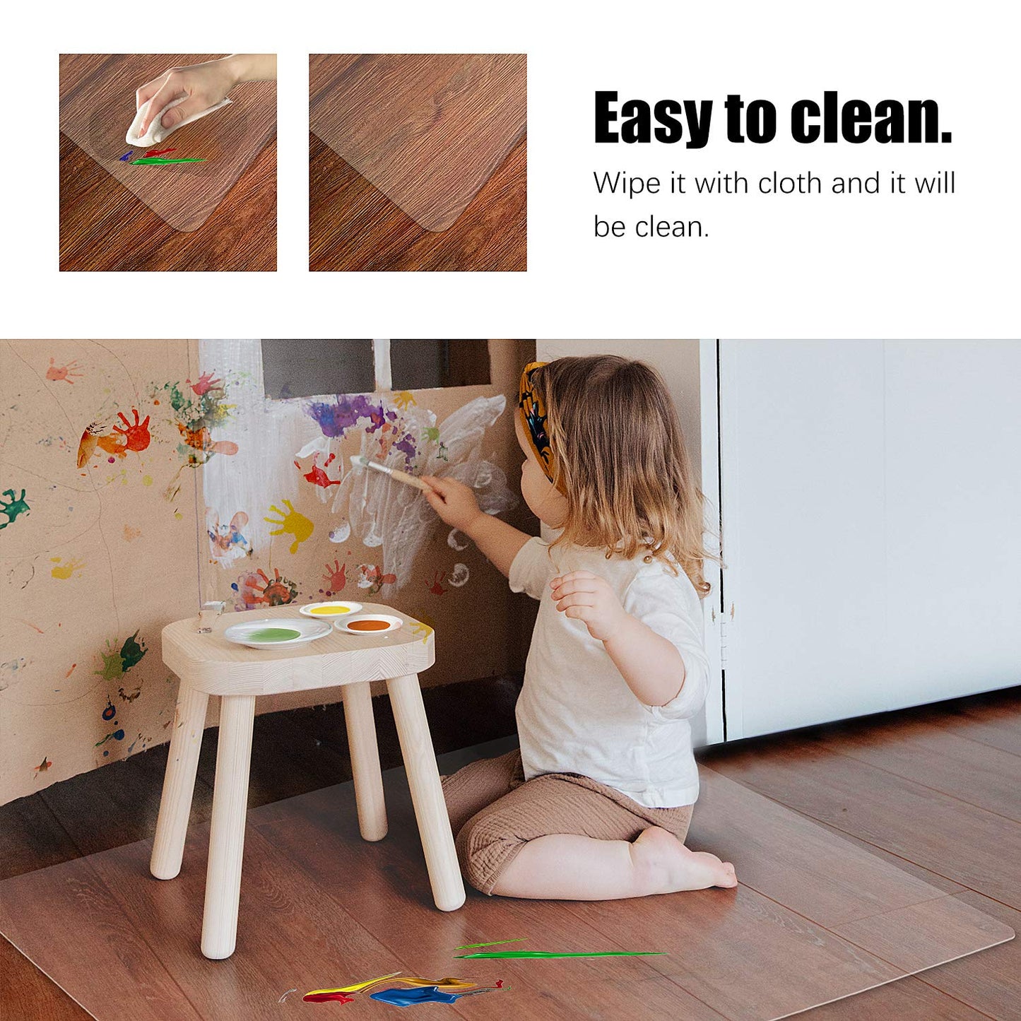 Kuyal Clear Chair Mat, 2MM Thick Hard Floor Use, Transparent Office Home Floor Protector mat Chair mats (48" X 59" Rectangle)