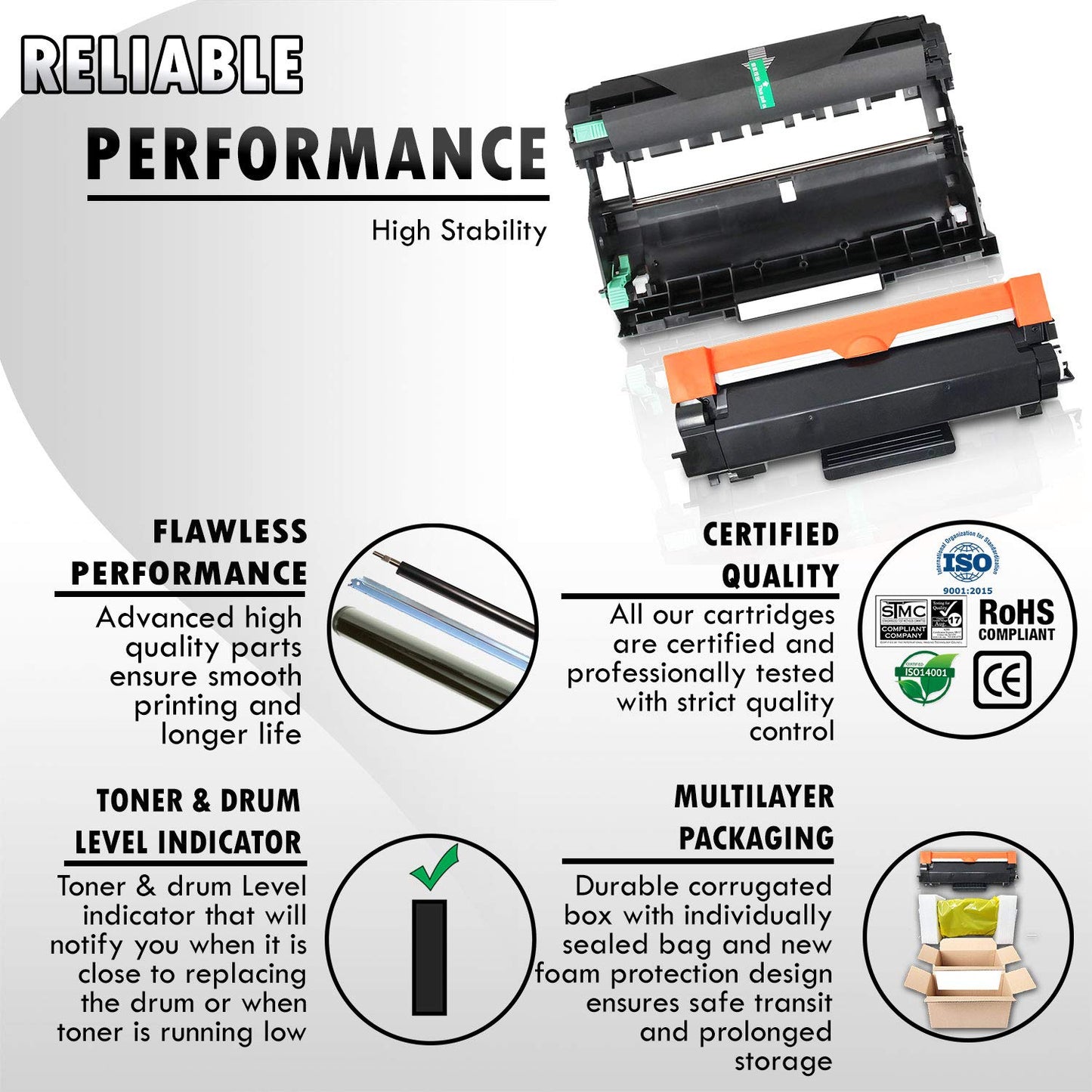 3PK-1 Inkfirst DR730 DR-730 Drum Unit + 2 TN760 TN-760 High Yield Toner Cartridges (CHIP Included) (2 Toner + 1 Drum) Compatible Replacement for Brother DCP-L2550DW HL-L2350DW HL-L2370DW HL-L2370DWXL