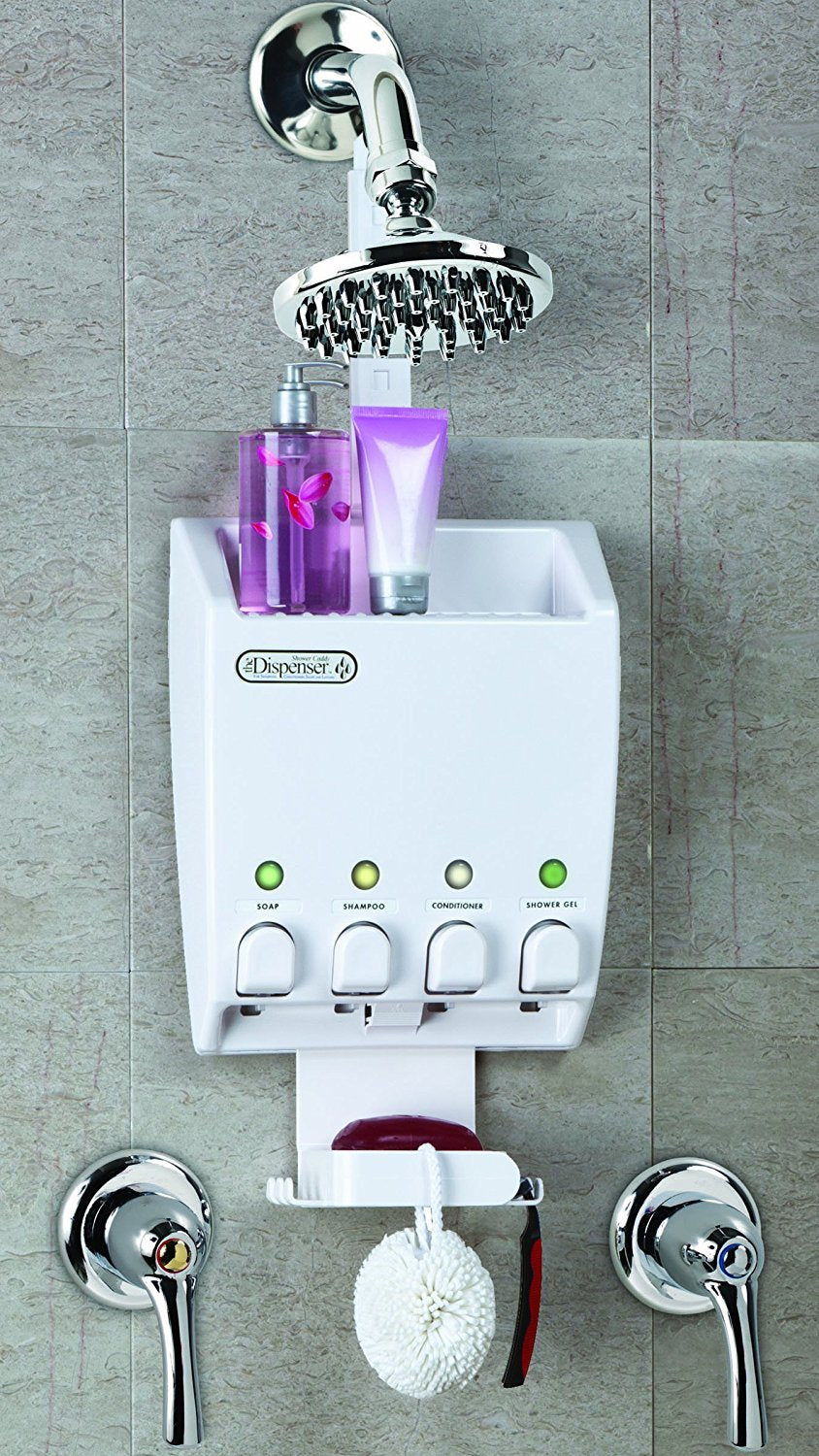 Better Living Products 75453 ULTI-Mate 4 Chamber Wall Mount or Hanging Shower Dispenser Shower Caddy White