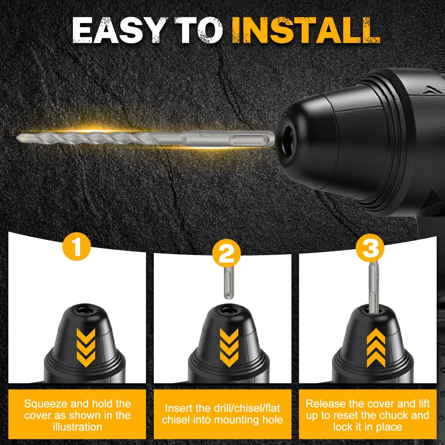 FormiPow SDS-Plus Rotary Hammer Drill for Dewalt 20V Battery, 2.5J Impact Brushless Rotary Hammer, 4 Mode Operation, 360° Rotating Handle, SDS Hammer Drill with 5 Pcs Drill & Chisel Set (No Battery)