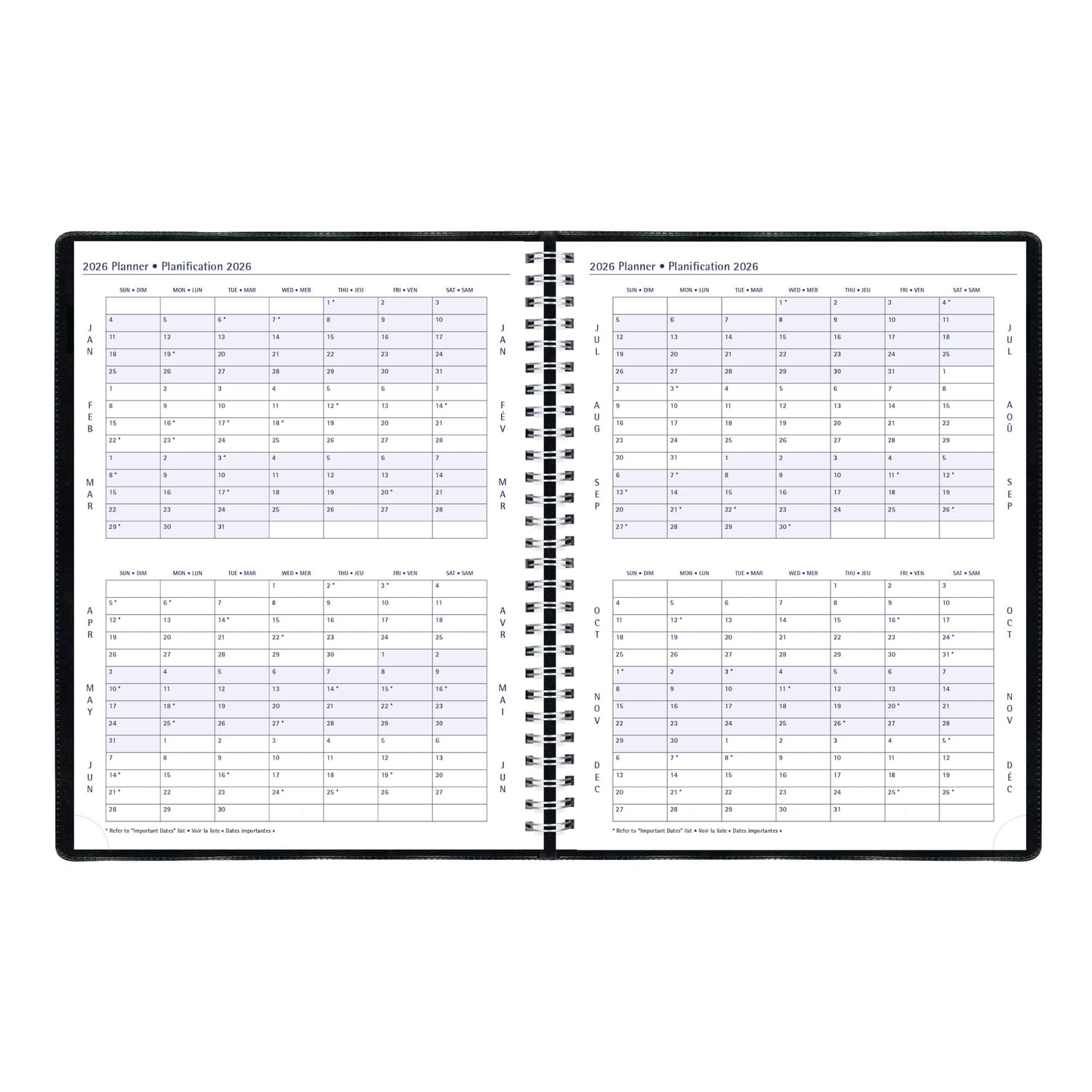 Blueline® 2026 Timanager® Planifi-Action® Weekly/Monthly Planner, Appointment Book, 13 Months, December to December, Twin-Wire Binding, 8.5" x 6.75", Black, Bilingual (CBBM2.BLK-26)