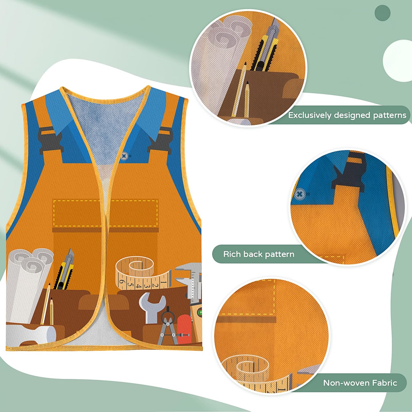 20Pcs Dress Up Clothes for Kids, Career Cosplay Role Play Costume Career Pretend Play Vest for Dramatic Party Performance, L