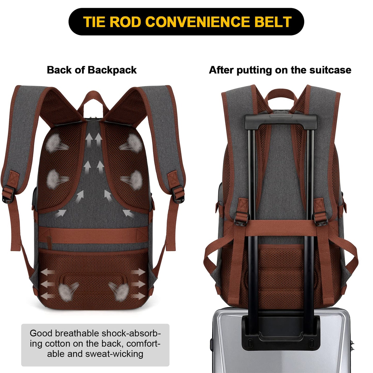 Tzowla Canvas Laptop Backpack Men,Bag for Women,Anti-Theft Rucksack Fits 15.6 Inch Laptop,School Work Travel College Backpack,Bookbag with USB Charging Port and Lock,Dark Grey