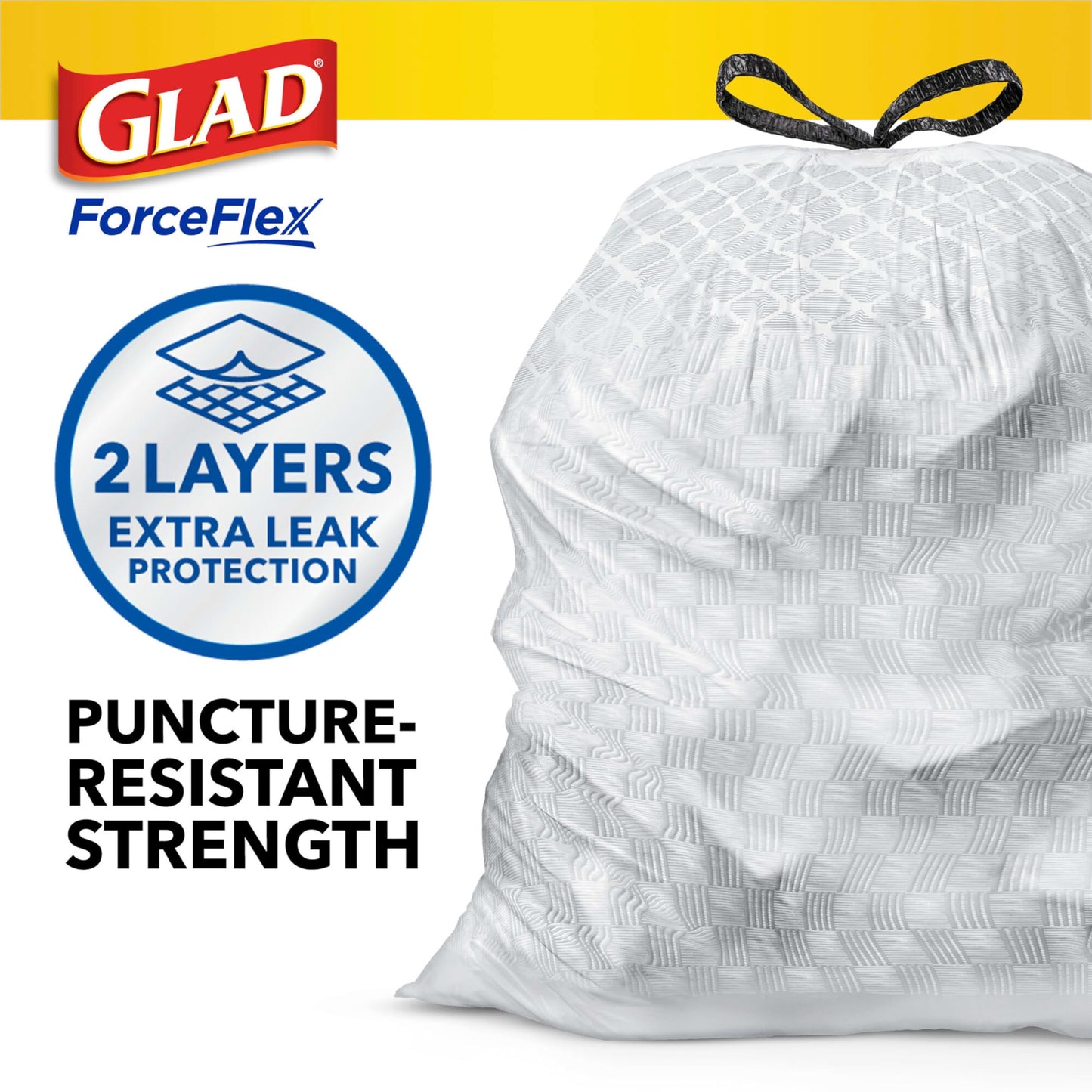 Glad ForceFlex Tall Kitchen Drawstring Trash Bags, 13 Gal, Fresh Clean, 110 Ct, Pack May Vary