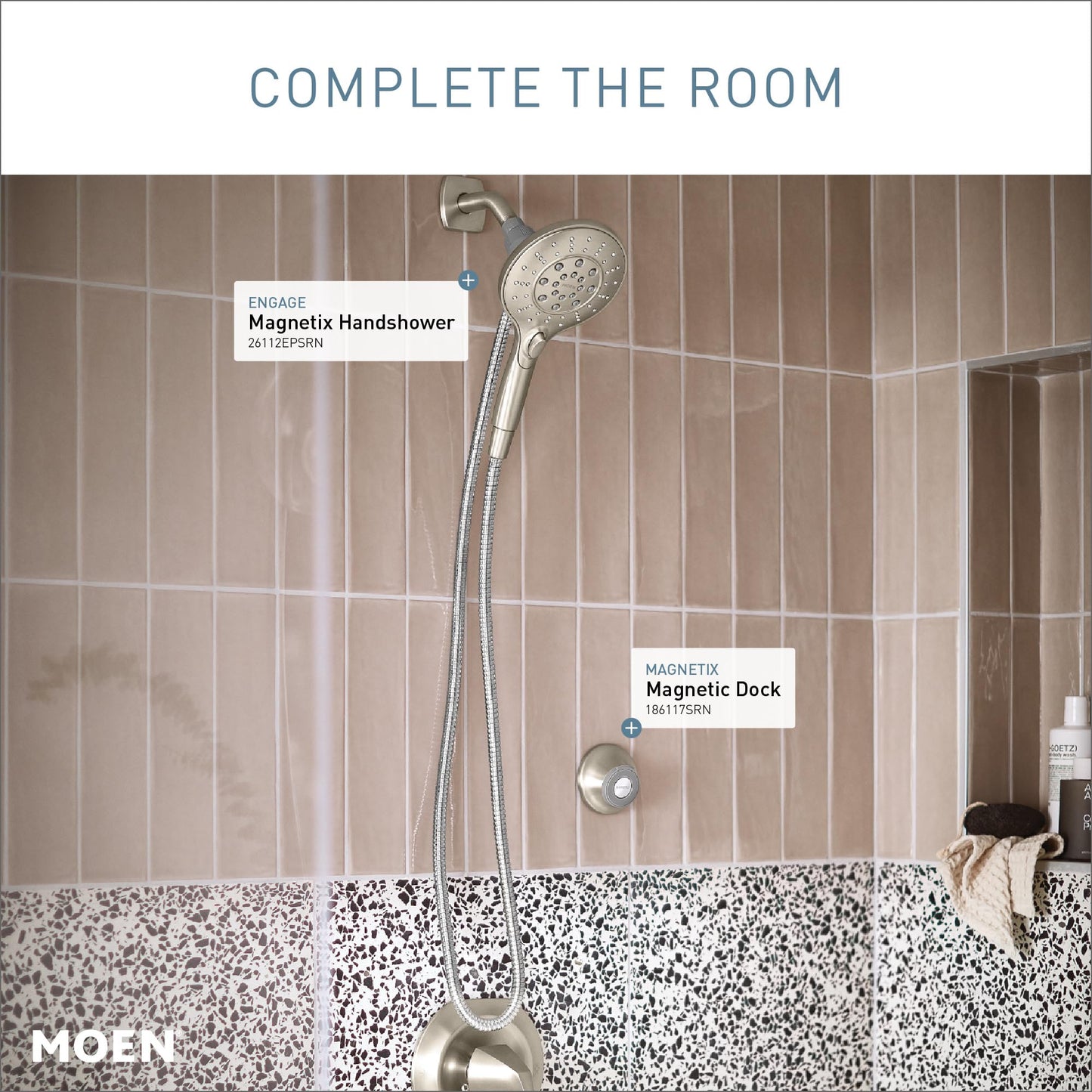 Moen 186117SRN Magnetix Remote Dock for Handheld Shower, Spot Resist Brushed Nickel