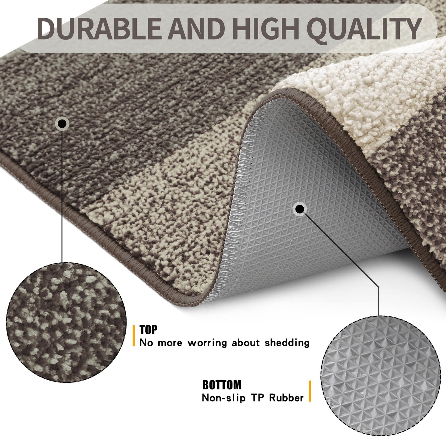 Grandaily Indoor Doormat, 35" x 59" Non-Slip Mud Trapper Absorbent Front Door Mats, Washable Striped Inside Entryway Mat, Low-Profile Welcome Mat Entrance Mat, Light Brown
