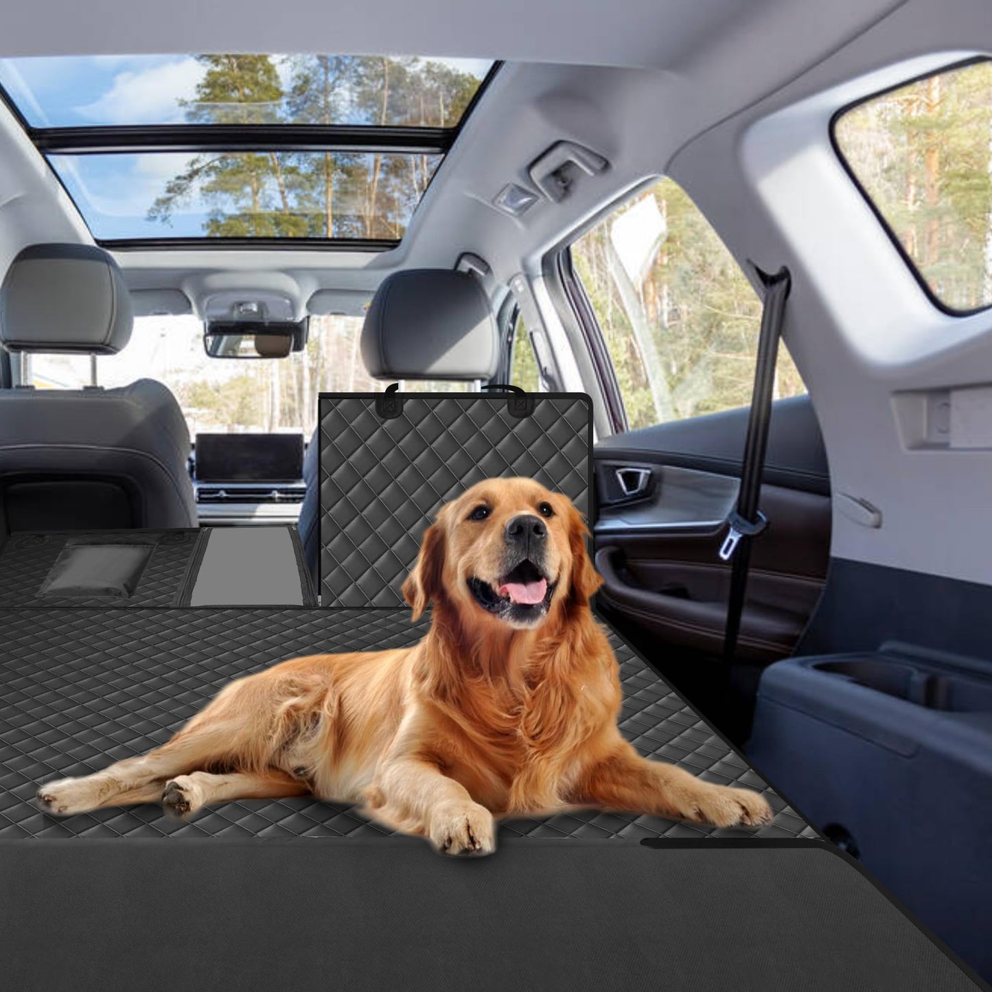 Car Dog Cargo Cover Cargo Liner, Sonlogiftev Trunk Mat for Dogs with Side Flaps Hammock Water Resistant Nonslip Dog Seat Cover Cargo Area Protector Scratchproof for SUVs Sedans Vans