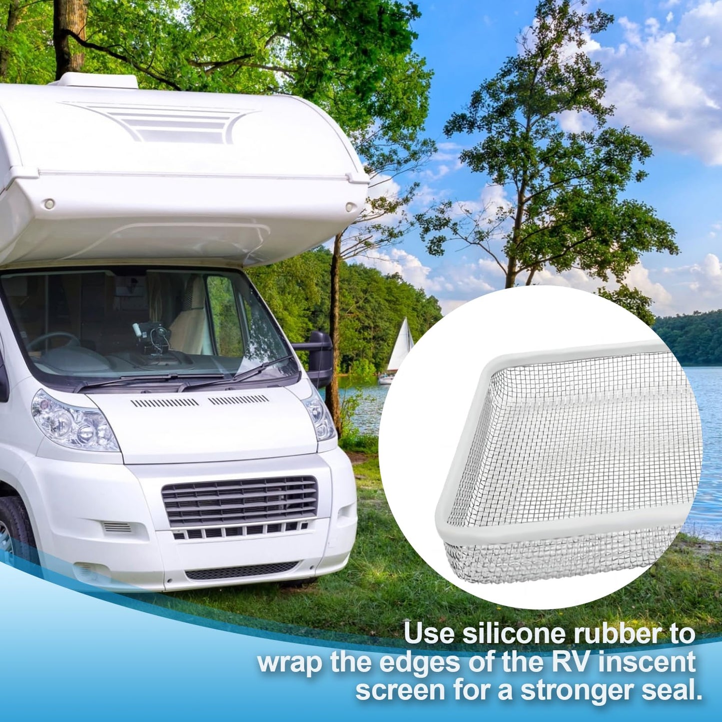 HOMEE 6 Pack Flying Insect Screen for RV Refrigerator Vents, RV Water Heater Cover for RV Accessories Stainless Steel Mesh with Installation Tool and Silicone Rubber