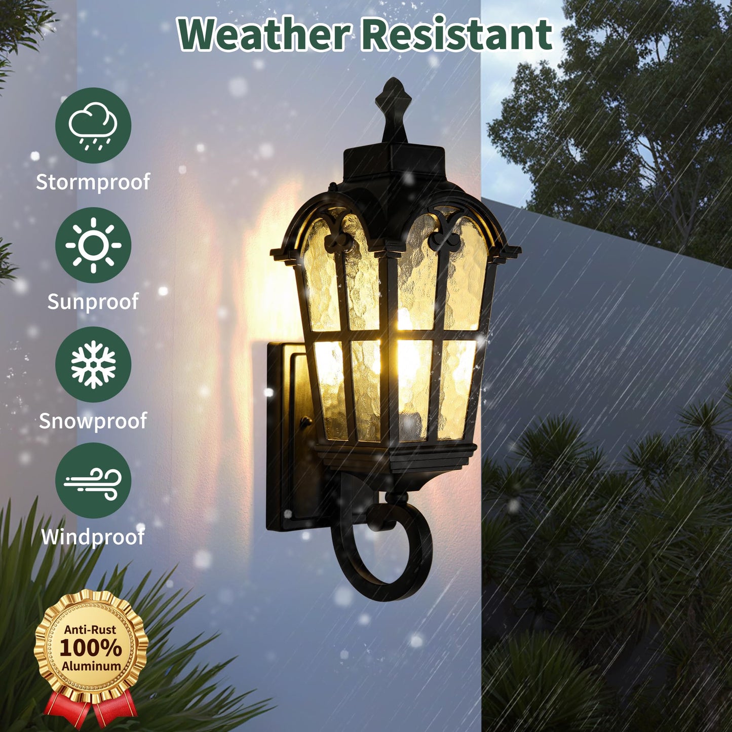 Outdoor Wall Light Fixtures Waterproof Porch Lights Anti-Rust Matte Black Exterior Lighting Fixtures Sconce Lights Outdoor Wall Lantern for Patio Front Door Garage