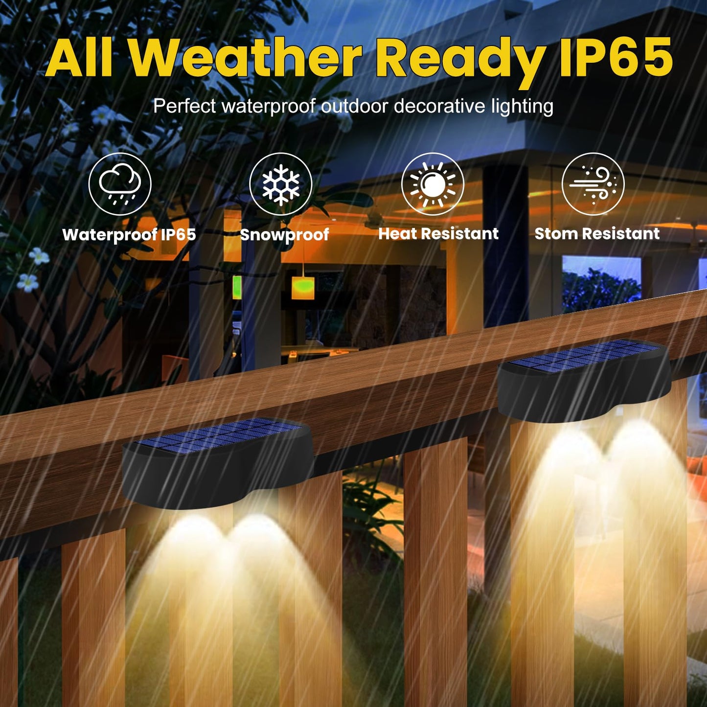 Jsvacva 12 Pack Solar Lights Outdoor, Cold White/Warm White/RGB Lock Mode, 8 Color Glow Solar Fence Lights with Spot Lensed, Waterproof IP65 LED Solar Lights for Garden, Deck, Wall, Porch, Stairs