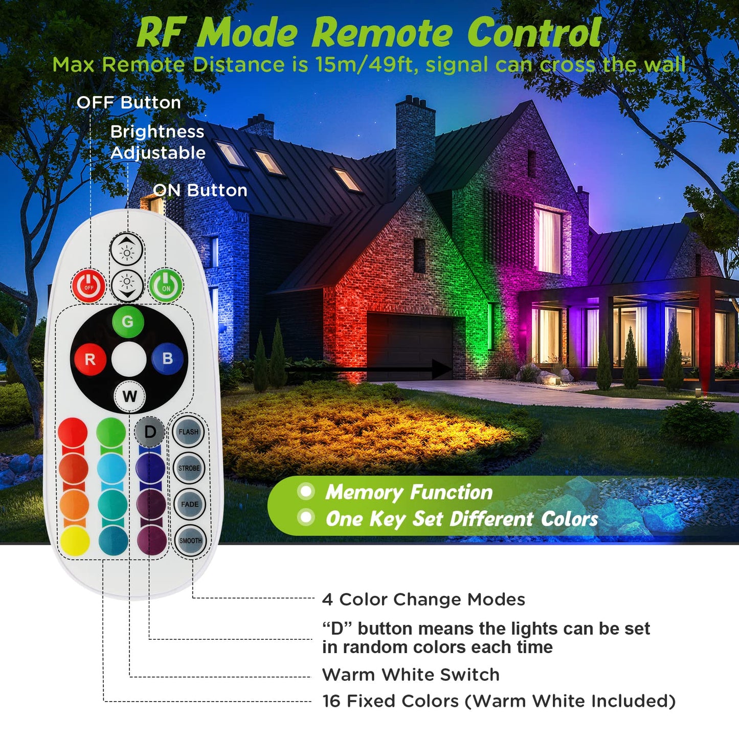 Junview Low Voltage Landscape Lights 10W RGBW Warm White LED Well Landscape Lighting with Remote IP67 Waterproof Outdoor 12V-24V Pathway Deck Ground Garden RGB Well Lights 4Pack