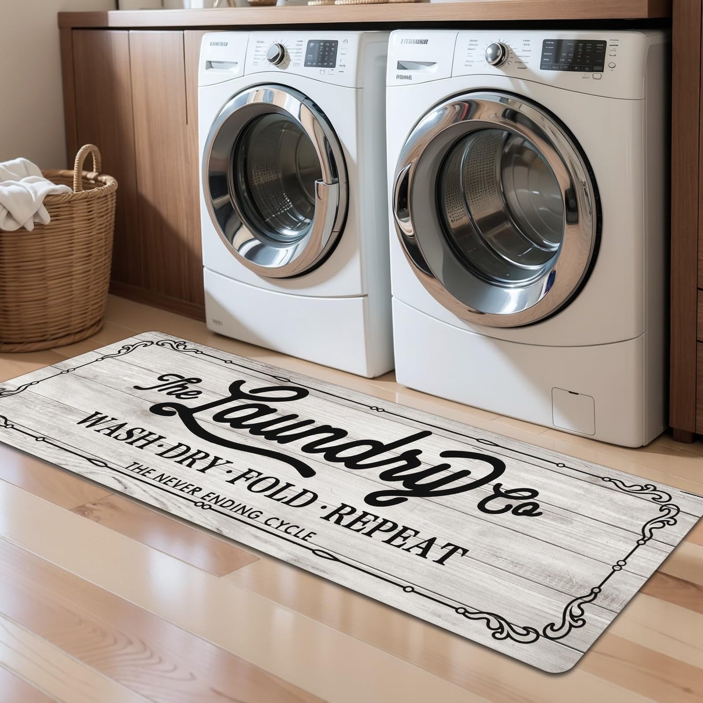 Pauwer Laundry Room Rug Runner 20"x60" Waterproof Laundry Mat Non Slip Kitchen Mats for Floor Farmhouse Washable Floor Mat Runner Rug for Mudroom Washroom Bathroom Decor