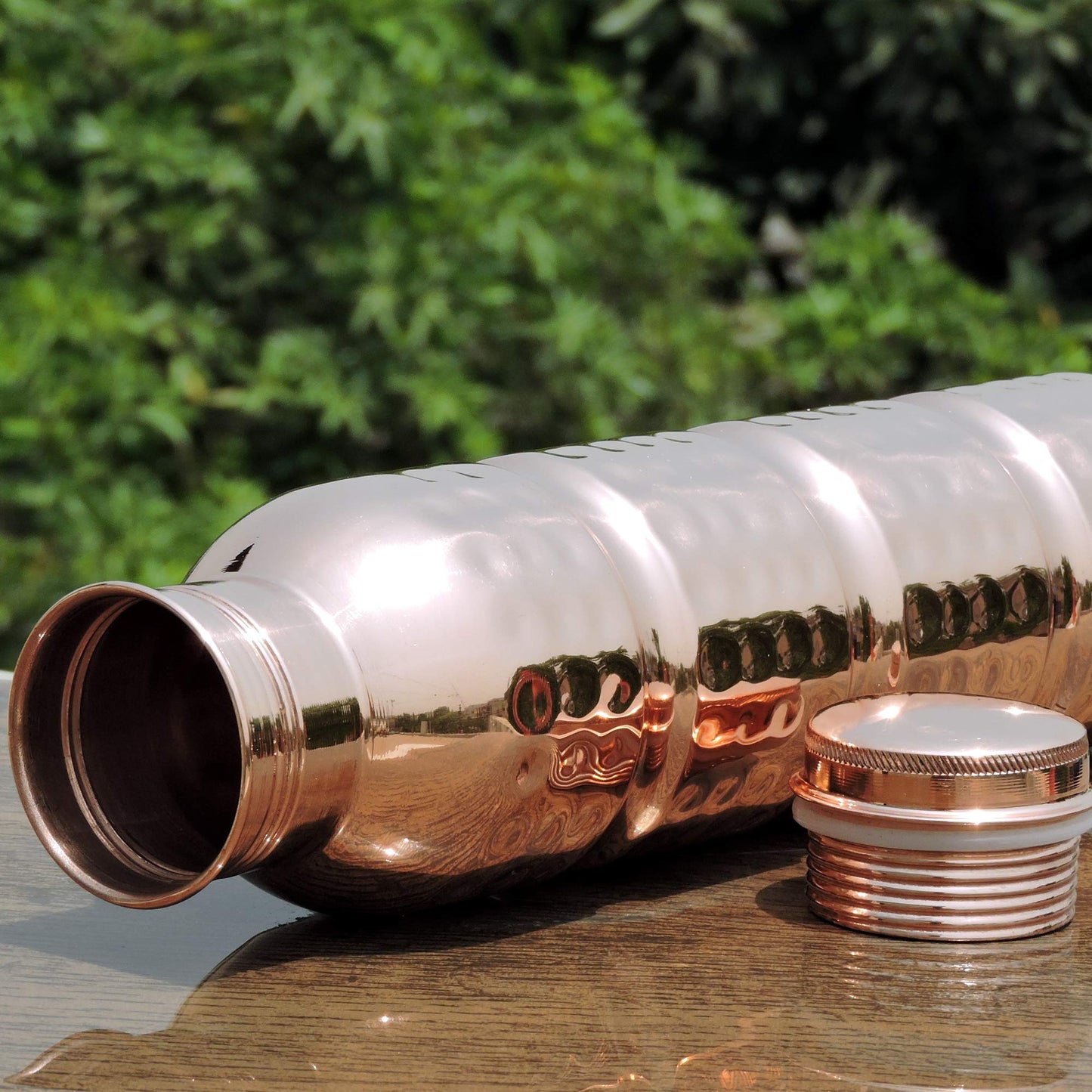 HealthGoodsIn - Pure Copper Seamless Hammered Water Bottle for Ayurvedic Benefits | Joint-free Copper Water Bottle