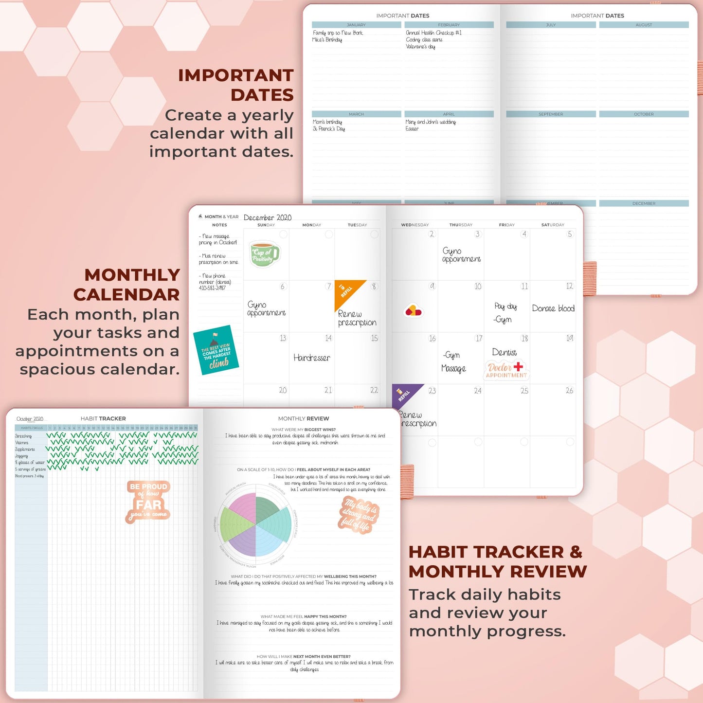 Clever Fox Large Medical Planner 12-Month – Medical Notebook, Health Diary, Wellness Journal to Track Health – 12 Months, 7x10.5″ (Light Pink)