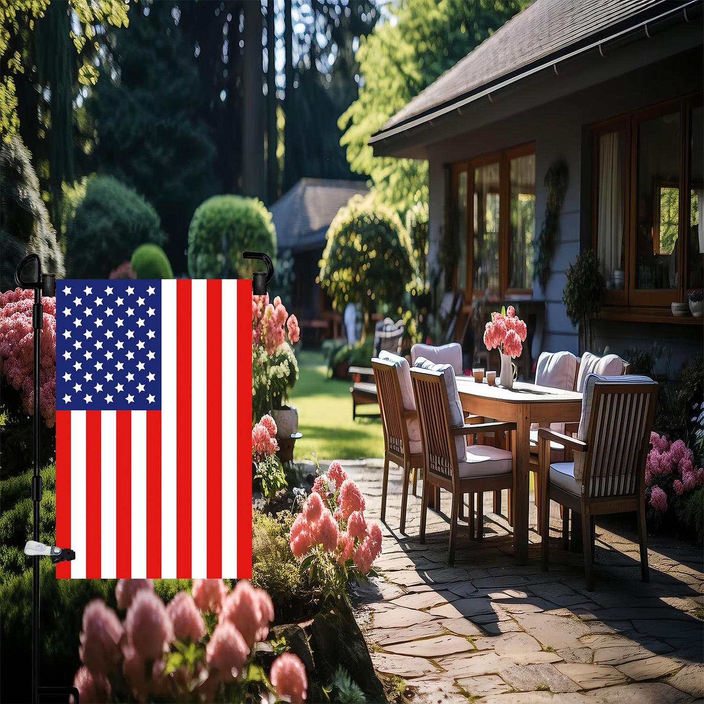 Akeydeco Garden Flag Pole Stand Holder, 10 Pack Garden Flags for Outside with Flag Stopper and Clip Waterproof Powder-Coated Paint for Flag Pole Holder for Outside House,Yard Flags for Outside