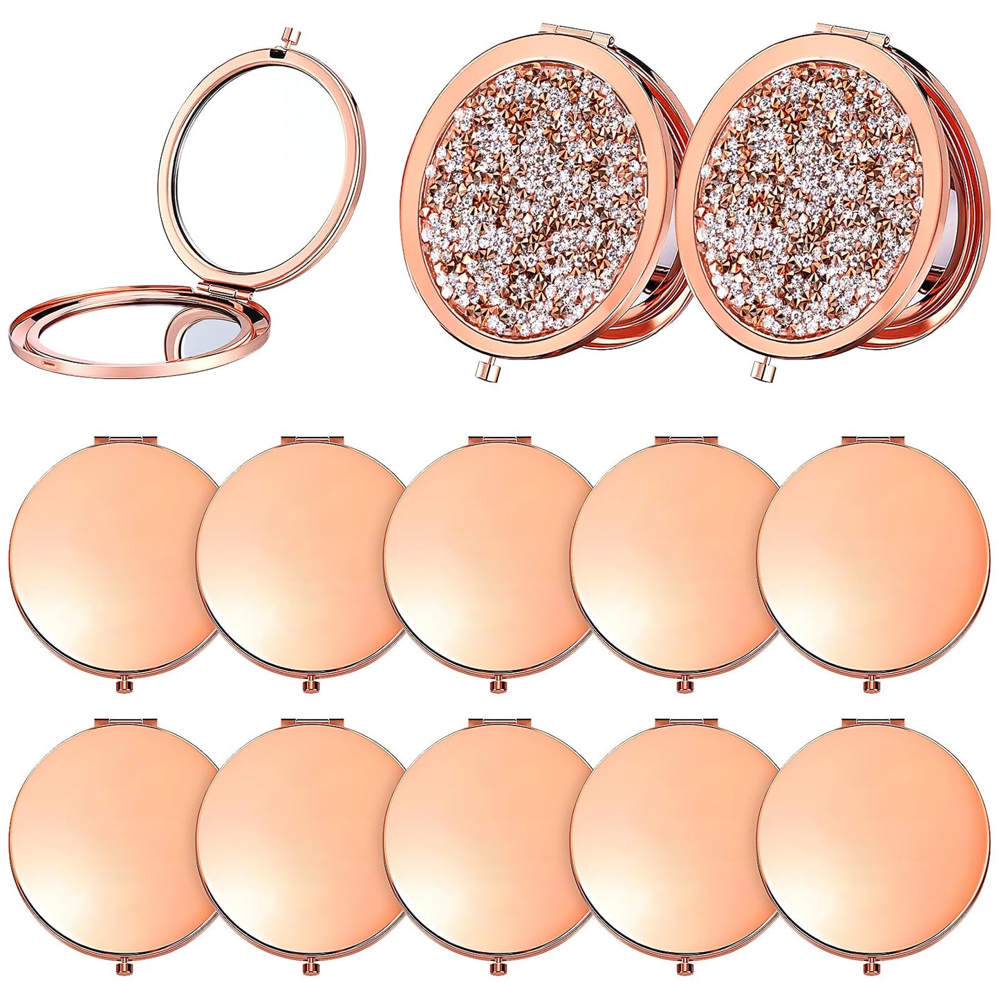 12Pcs Compact Mirrors Bulk, Double-Sided 1X/2X Magnifying Makeup Mirrors, 2.75 Inch Pocket Travel Cosmetic Mirror for Purse Mom Women Girls Teacher Gift