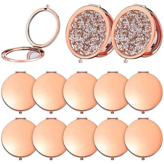 12Pcs Compact Mirrors Bulk, Double-Sided 1X/2X Magnifying Makeup Mirrors, 2.75 Inch Pocket Travel Cosmetic Mirror for Purse Mom Women Girls Teacher Gift
