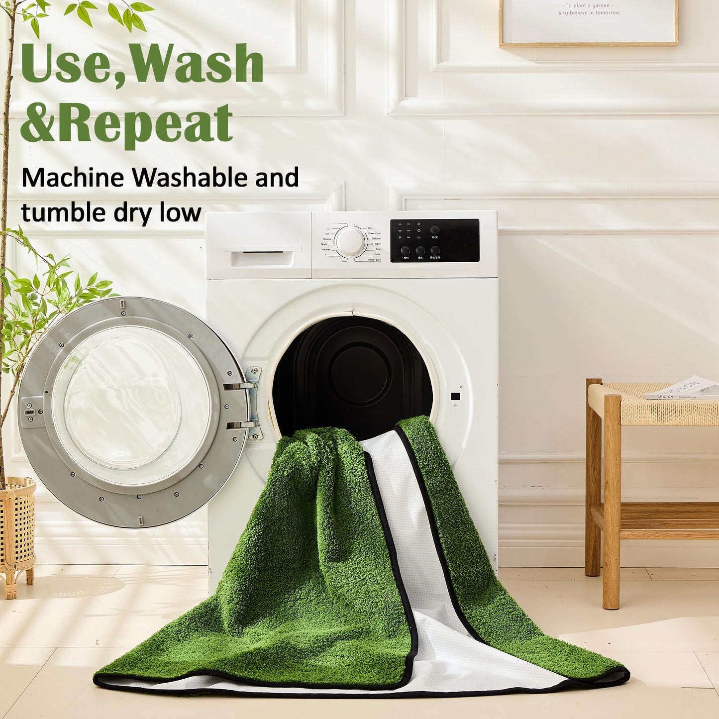 Qeils Reusable Dog Pee Pads, 2 Pack Super Absorbent & Leakproof Washable Puppy Pads with Soft Green Top Layer, for Potty Training, Crates, Couch, Car Seats & Pet Beds, 36"x 41"