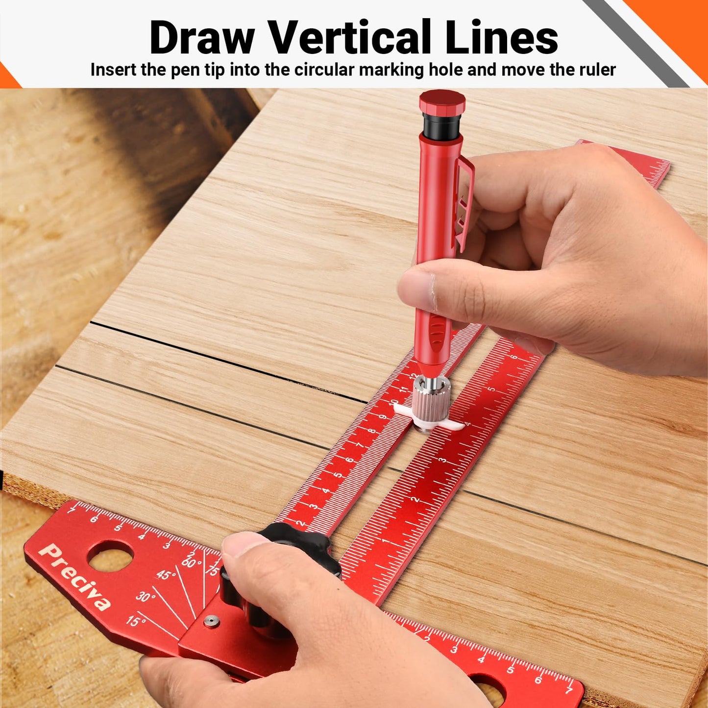 Preciva 13” Carpenter Square Ruler (1/16" Scale) - Foldable Aluminum Alloy T Square Ruler with Imperial and Metric Scales, Multi-Purpose Woodworking Square for Measure Angles, Position, Draw Lines