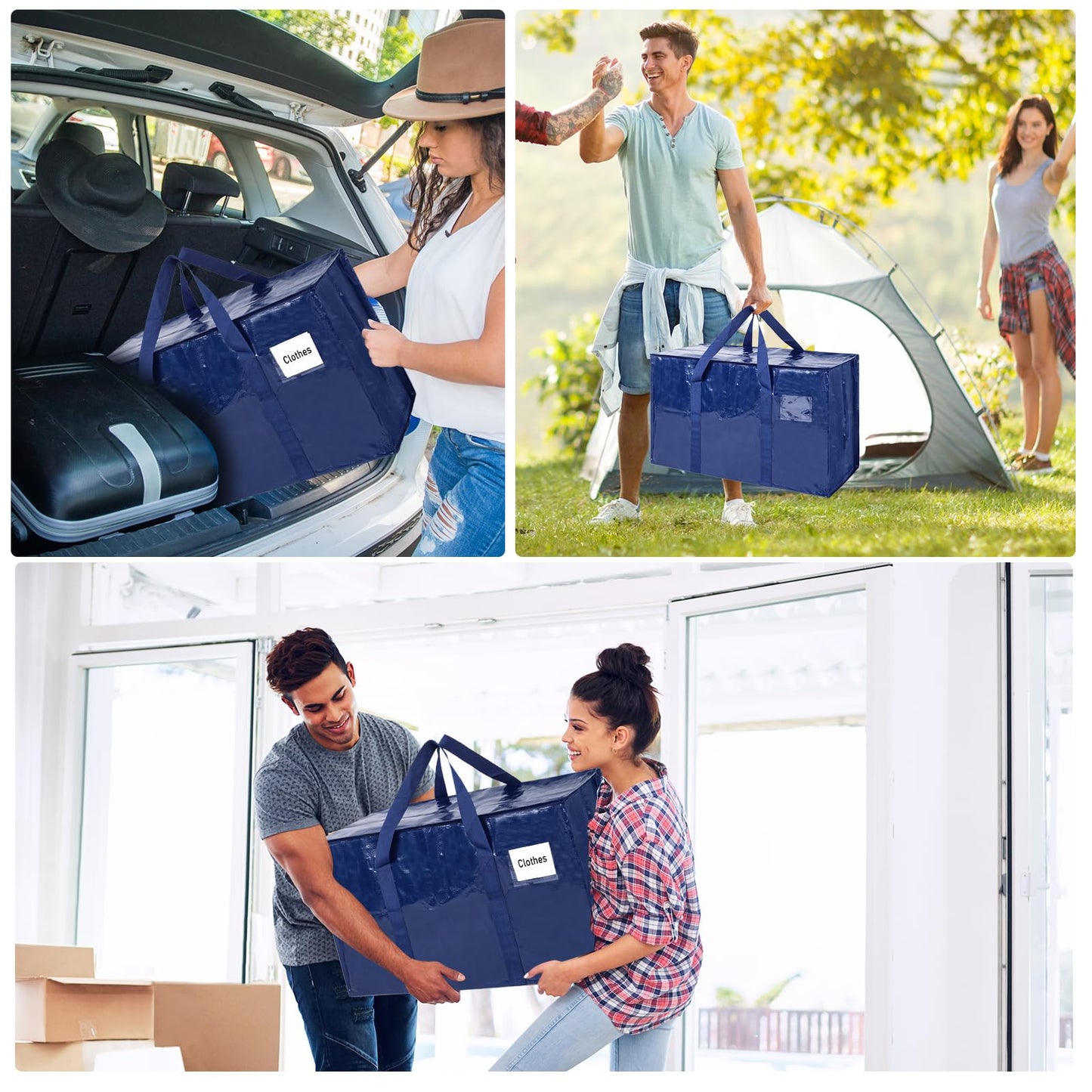 ZFWDSY 93L Moving Bags Totes 8 pack Storage Bag Bins Large Moving Boxes with Lids Zippers Handles for College Dorm, Traveling, Camping, Christmas