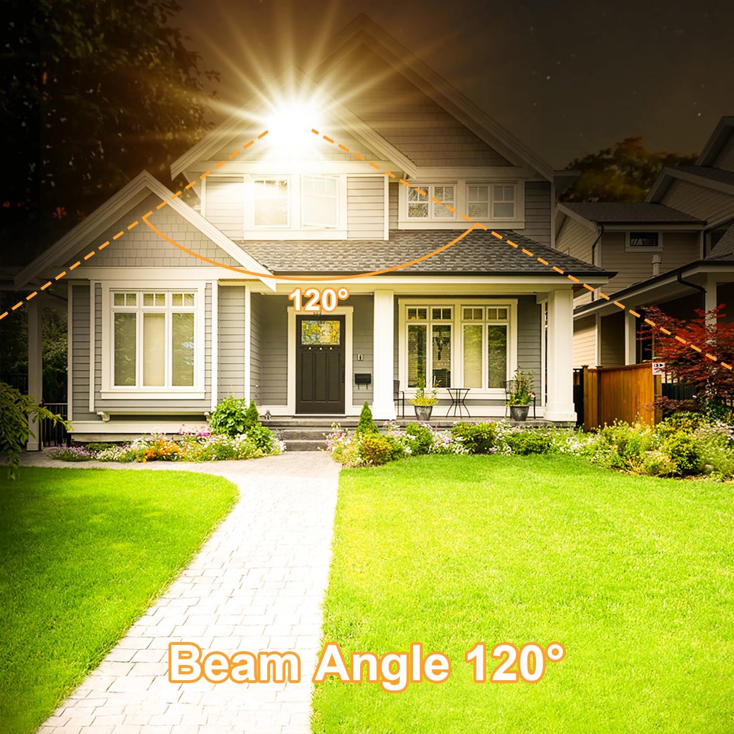 2 Pack 200W LED Flood Lights Outdoor, 3000K Warm White Plug in Flood Light, 20000LM Super Bright Security Lights Work Light, IP66 Waterproof Floodlight for Basketball Court, Yard, Garden, Playground