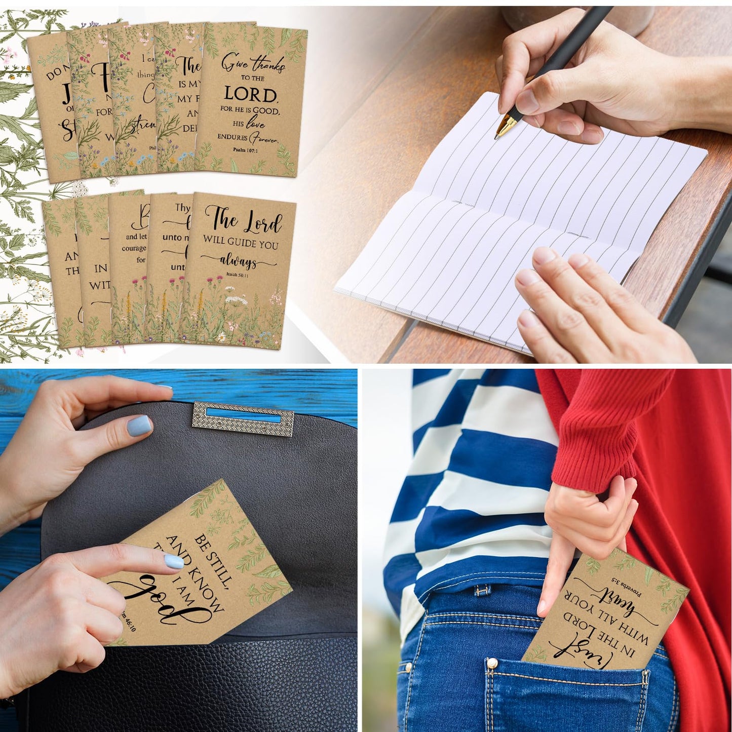 Ctosree 100 Pcs Father's Day Bible Verse Prayer Journal Notebook Christian Notepads Gifts for Men Women Mini Inspirational Religious Note Pads for Church Favors Sunday School Teacher 3.15 x 5 Inch