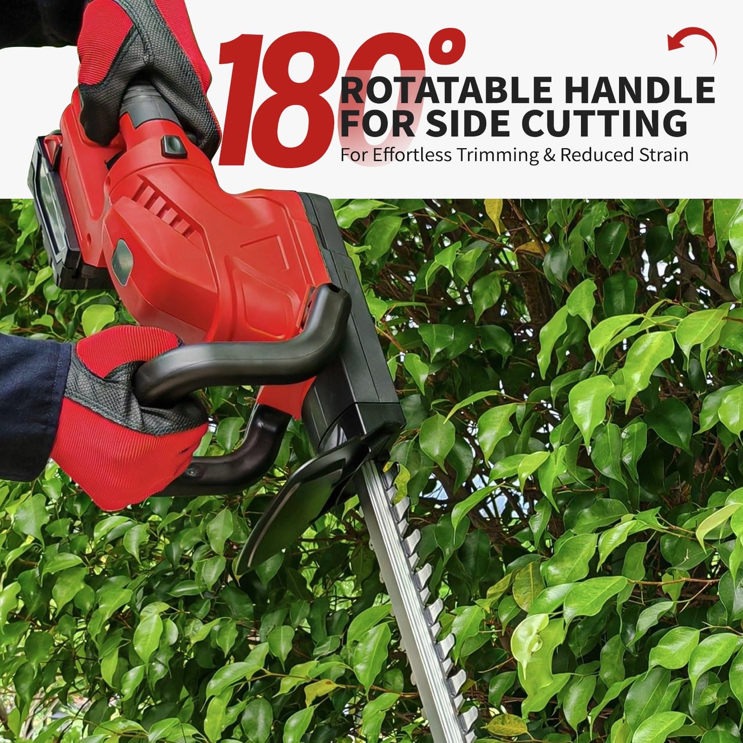Cordless Hedge Trimmer with Rotatable Handle for Milwaukee M18 Battery, 52cm Brushless Motor Trimmers Battery Powered, Electric Hedge Trimmer Cordless Bush Trimmers for Garden(Battery Not Included)