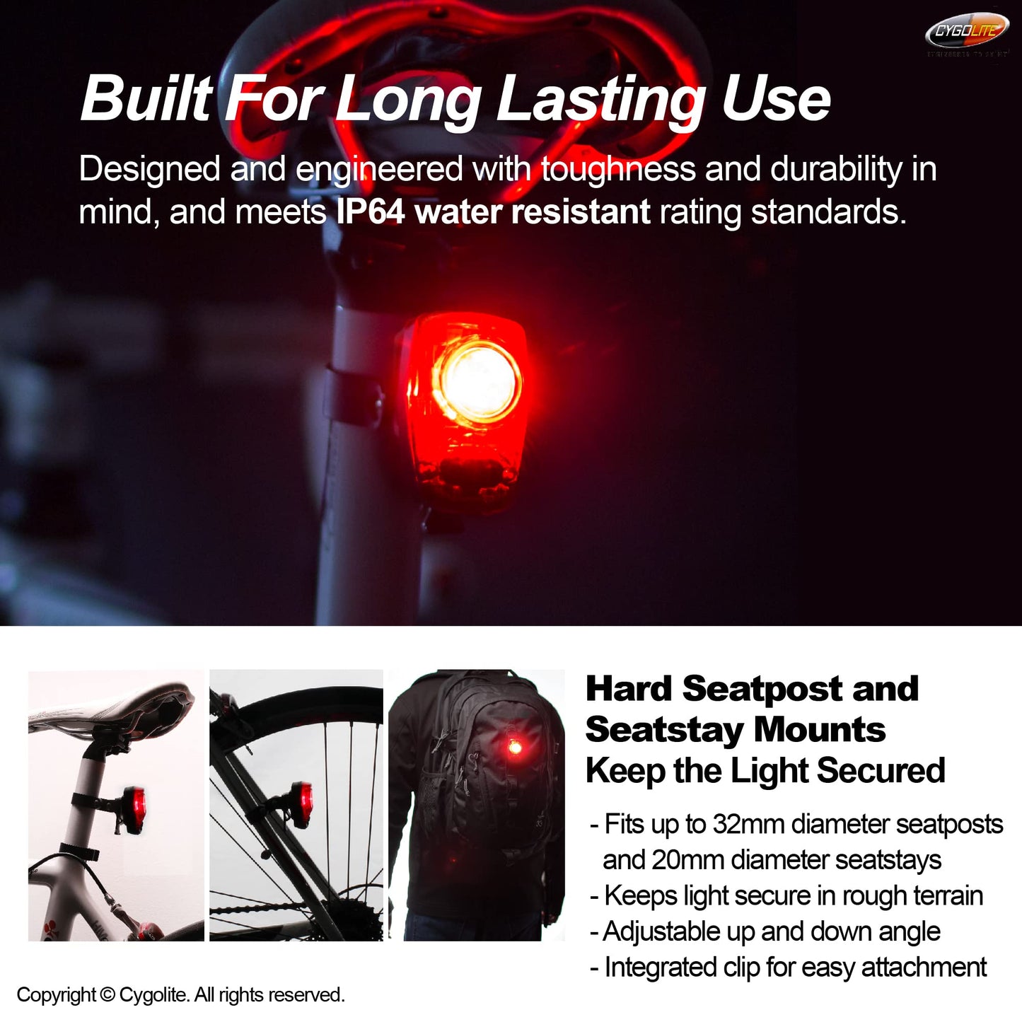 Cygolite Hotshot 2-Watt USB Rechargeable Taillight with USB Cable