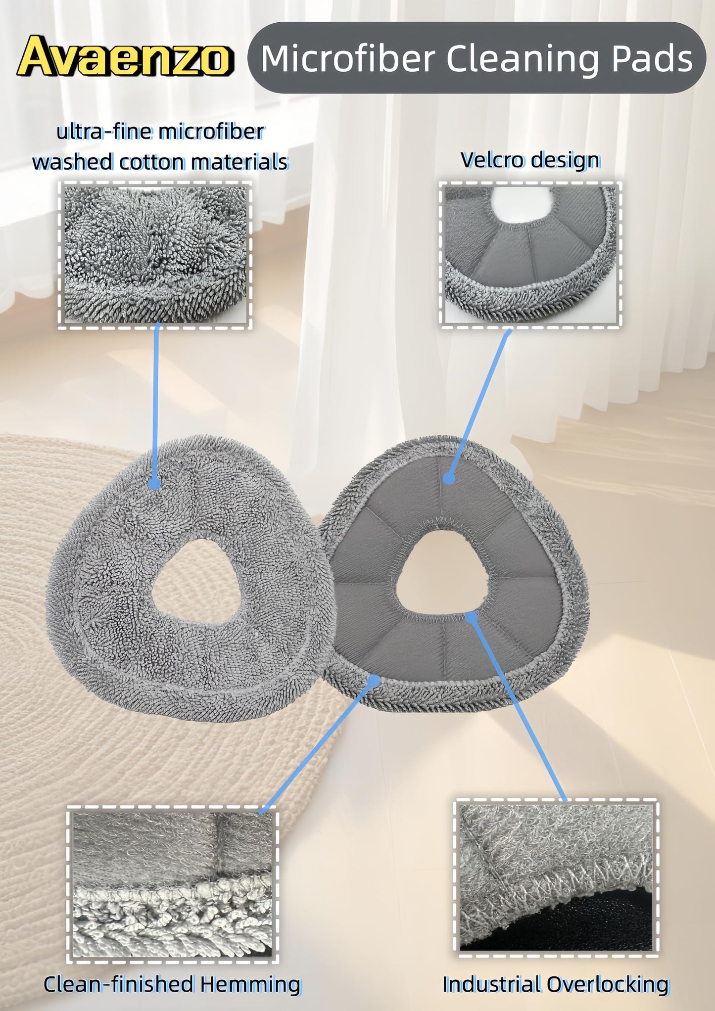 Avaenzo 8 Pack Replacement Mop Pads Compatible with Narwal Freo X Z Ultra Z10 Freo Pro J3 J4 YJCC012 YJCC015 Microfiber Resuable Mop Cloth Robot Vacuum Cleaner Accessories, White and Grey