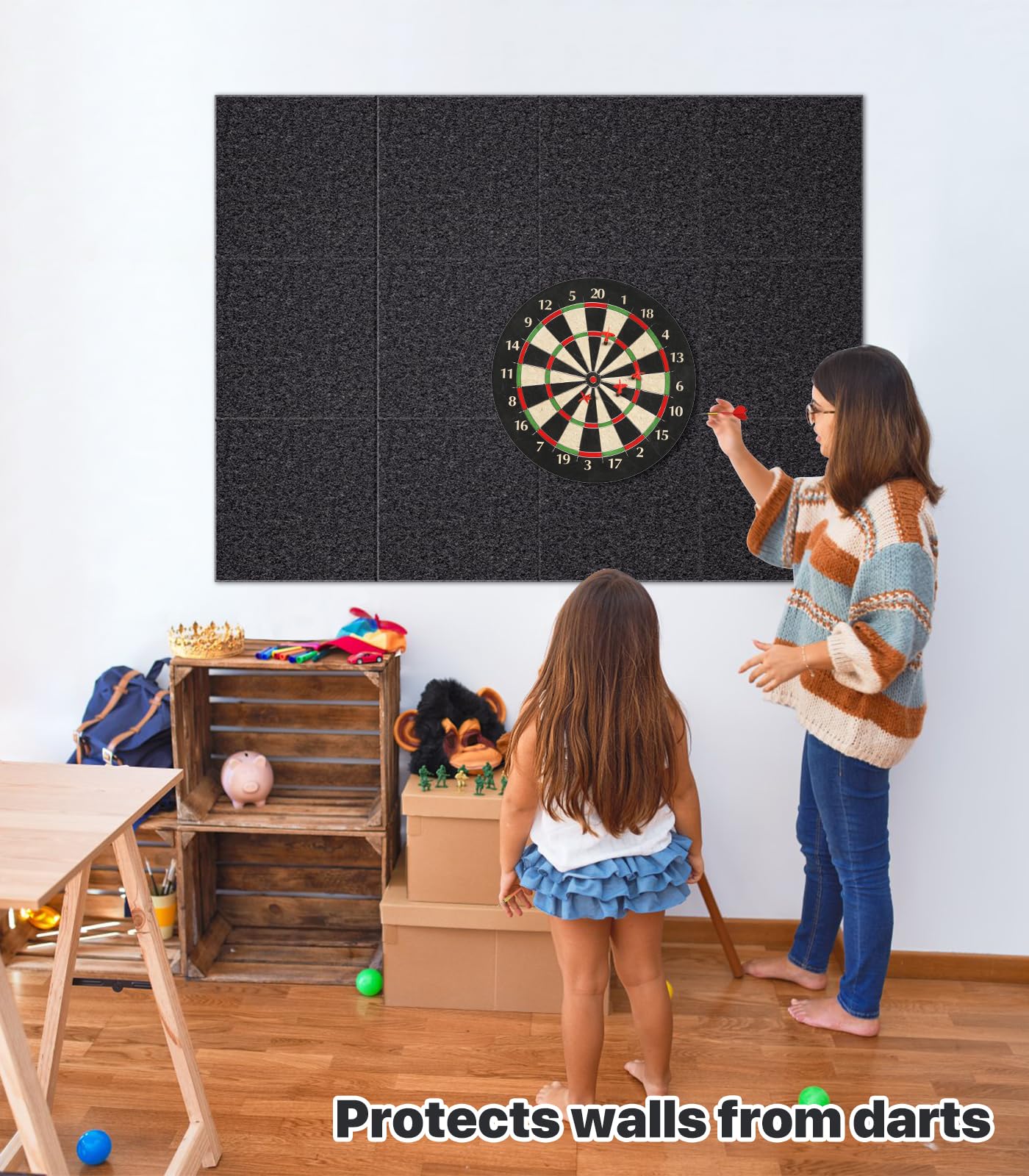 Large Cork Board for Walls - 12 Packs Bulletin Board,48"x36" Cork Board Felt Wall Tiles for Home, School & Office Decor Pin Board,Cork Felt Board DIY Vision Board -Black
