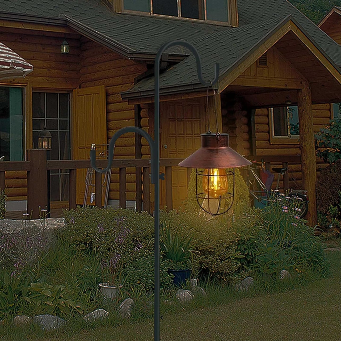 78 Inch Double Shepherds Hooks for Outdoor Bird Feeder,Hanging Plants,Solar Light,Metal Bird Feeder Pole Stand Adjustable 78/62/46/30 Inch,3/4 Inch Width Garden Shepards Hook