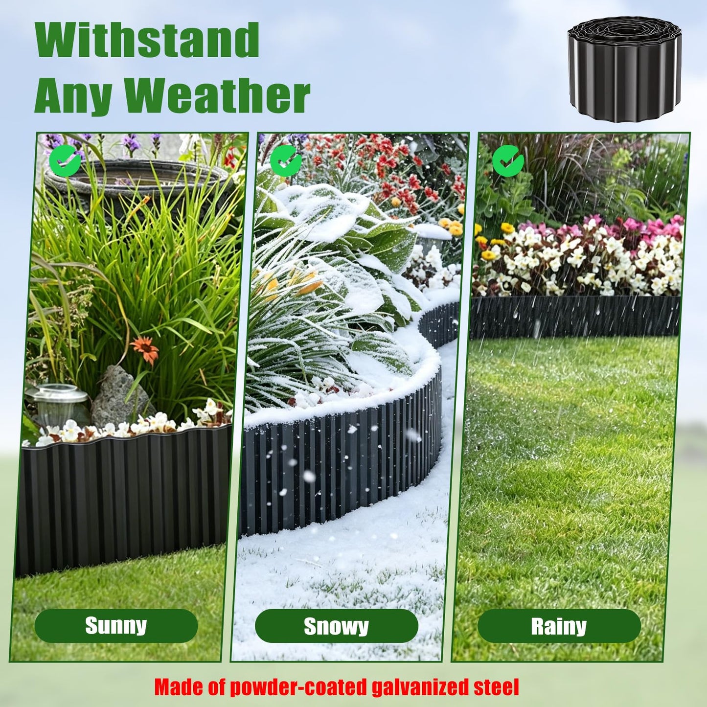 Hedday Garden Edging Border, 6"×50' Landscape Paver Edging, Tall Landscape Edging, Fence for Garden, Flower Bed, Lawn and Landscape Edging (Black)